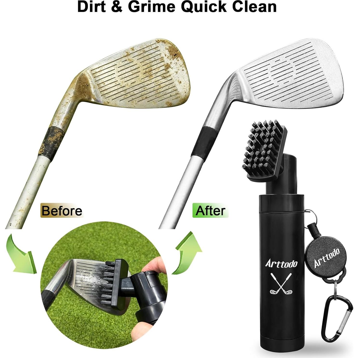 Limpiador de Palos de Golf Arttodo con Clip y Cerda de Nylon
