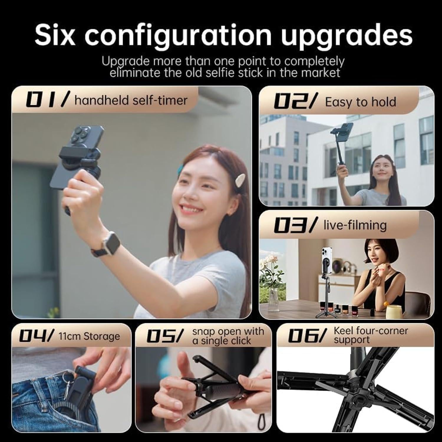 Palo de Selfie Magnético 4-en-1 Genérico con Control Remoto