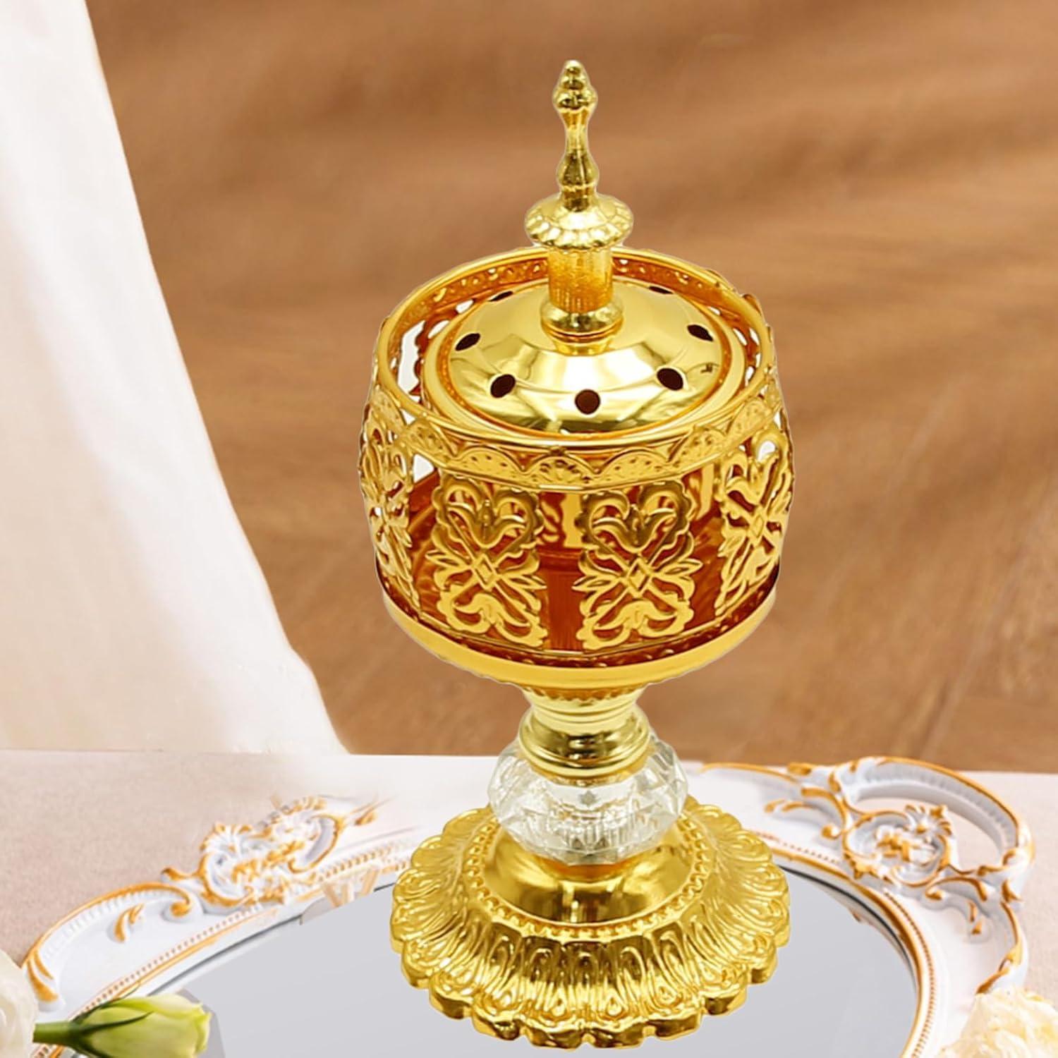 Quemador de Incienso de Metal Aynaxcol 2 Pcs Vintage 18.8x7.6cm