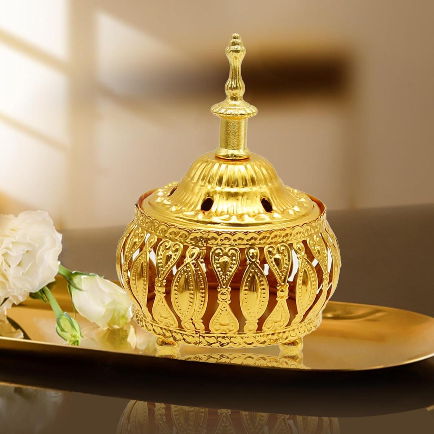 Quemador de Incienso de Metal Aynaxcol 2 Pcs Vintage 18.8x7.6cm