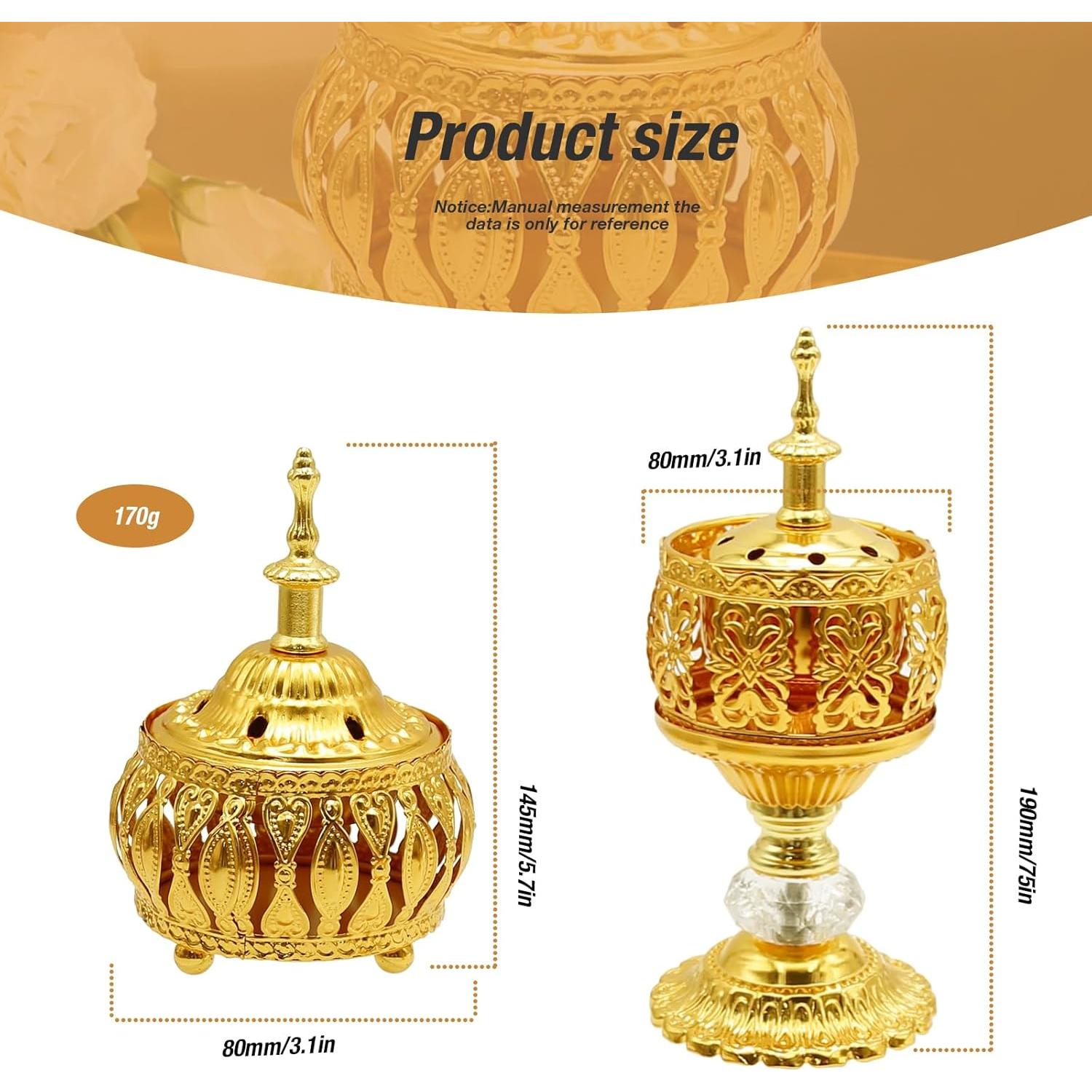 Quemador de Incienso de Metal Aynaxcol 2 Pcs Vintage 18.8x7.6cm