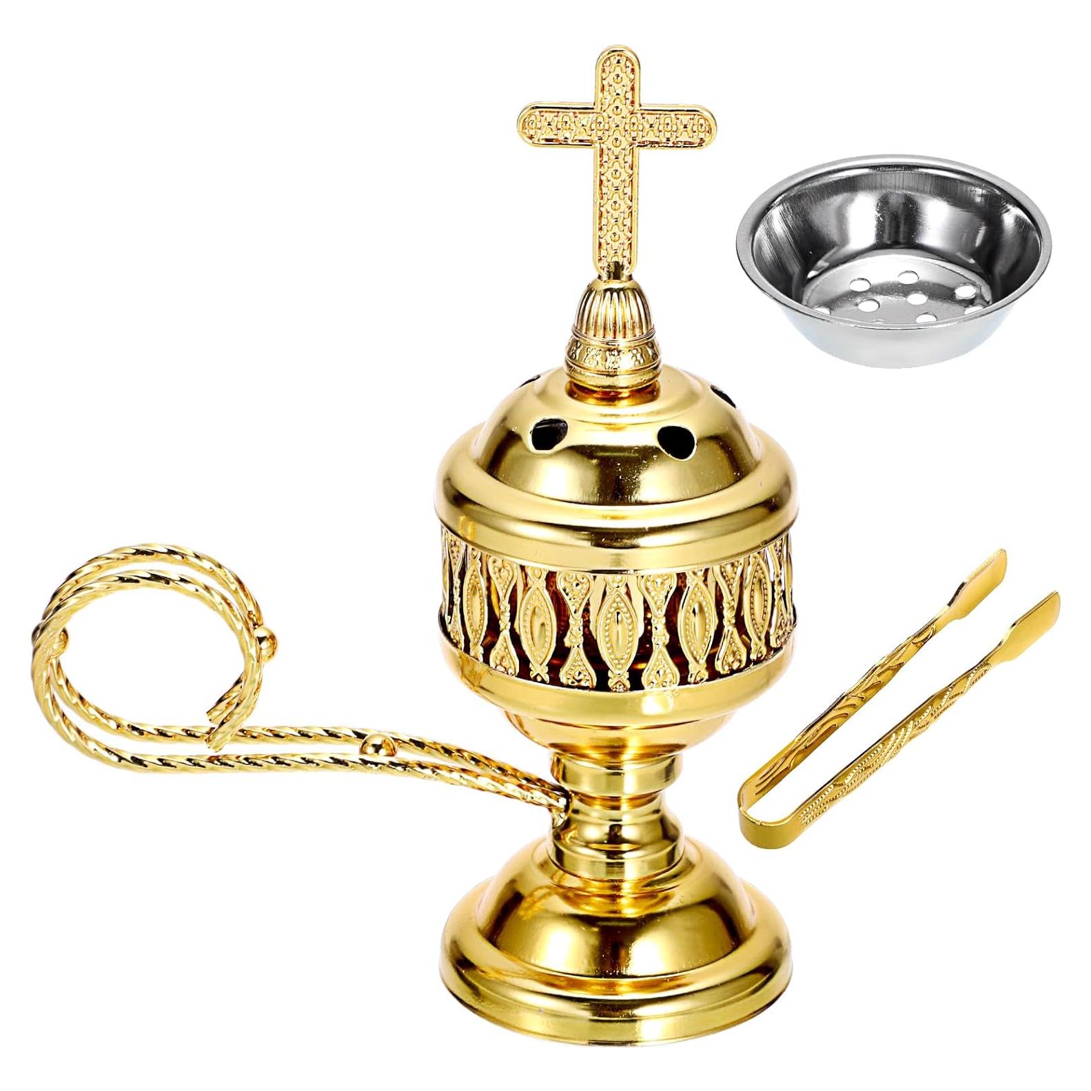 Soporte de Incienso Vintage JUXYES con Tapa Cruz y Recogedores