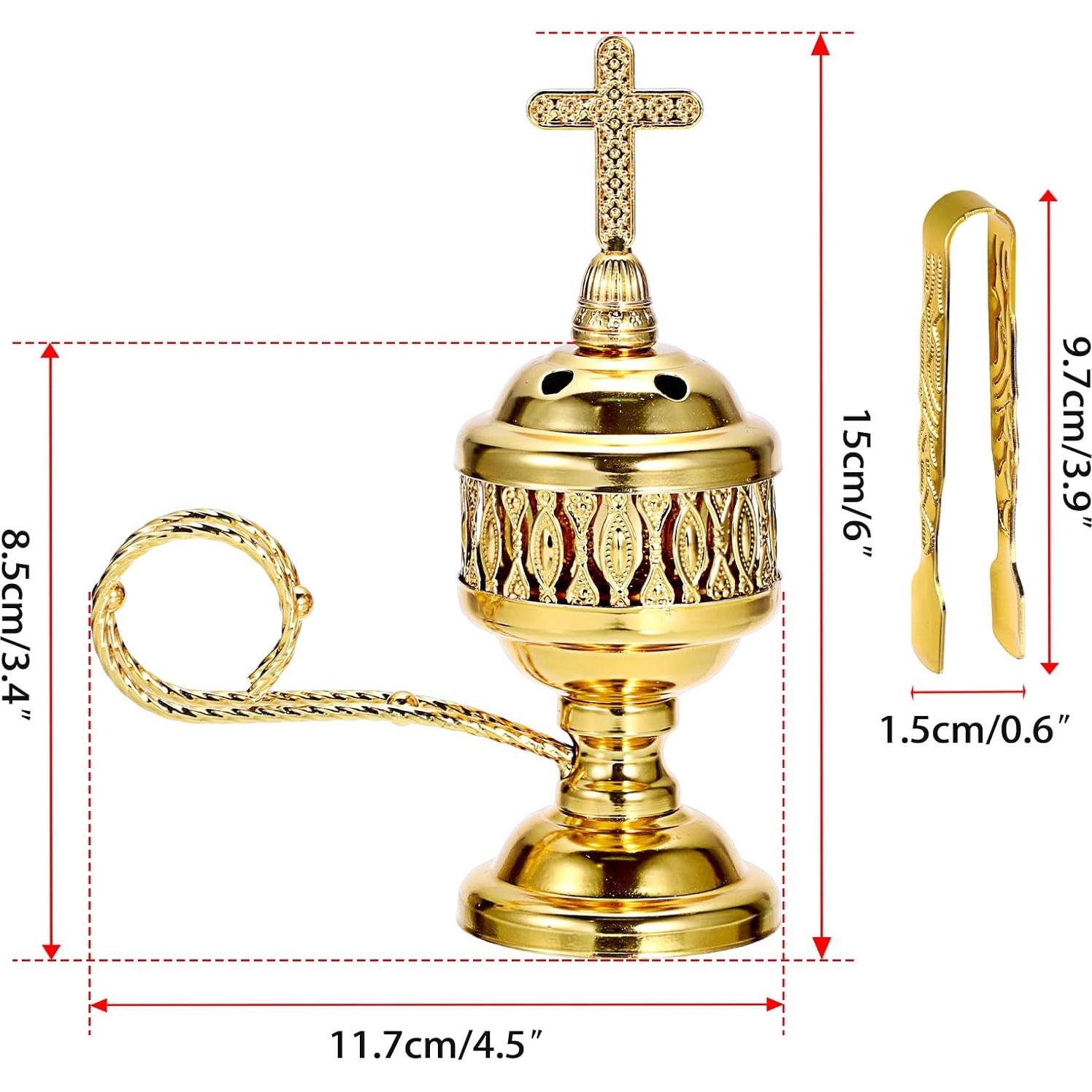 Soporte de Incienso Vintage JUXYES con Tapa Cruz y Recogedores