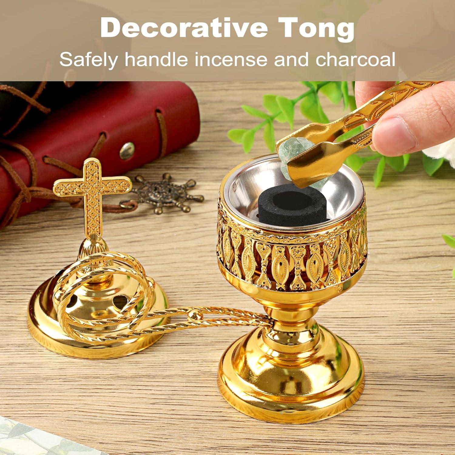 Soporte de Incienso Vintage JUXYES con Tapa Cruz y Recogedores