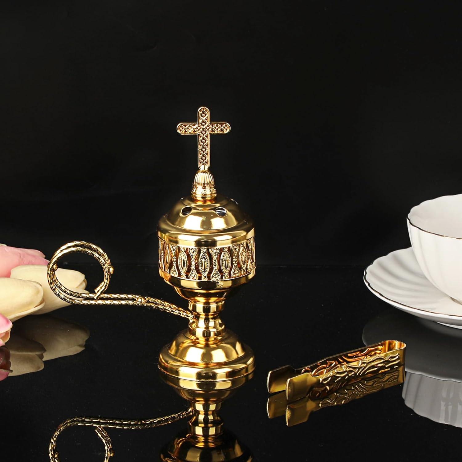 Soporte de Incienso Vintage JUXYES con Tapa Cruz y Recogedores