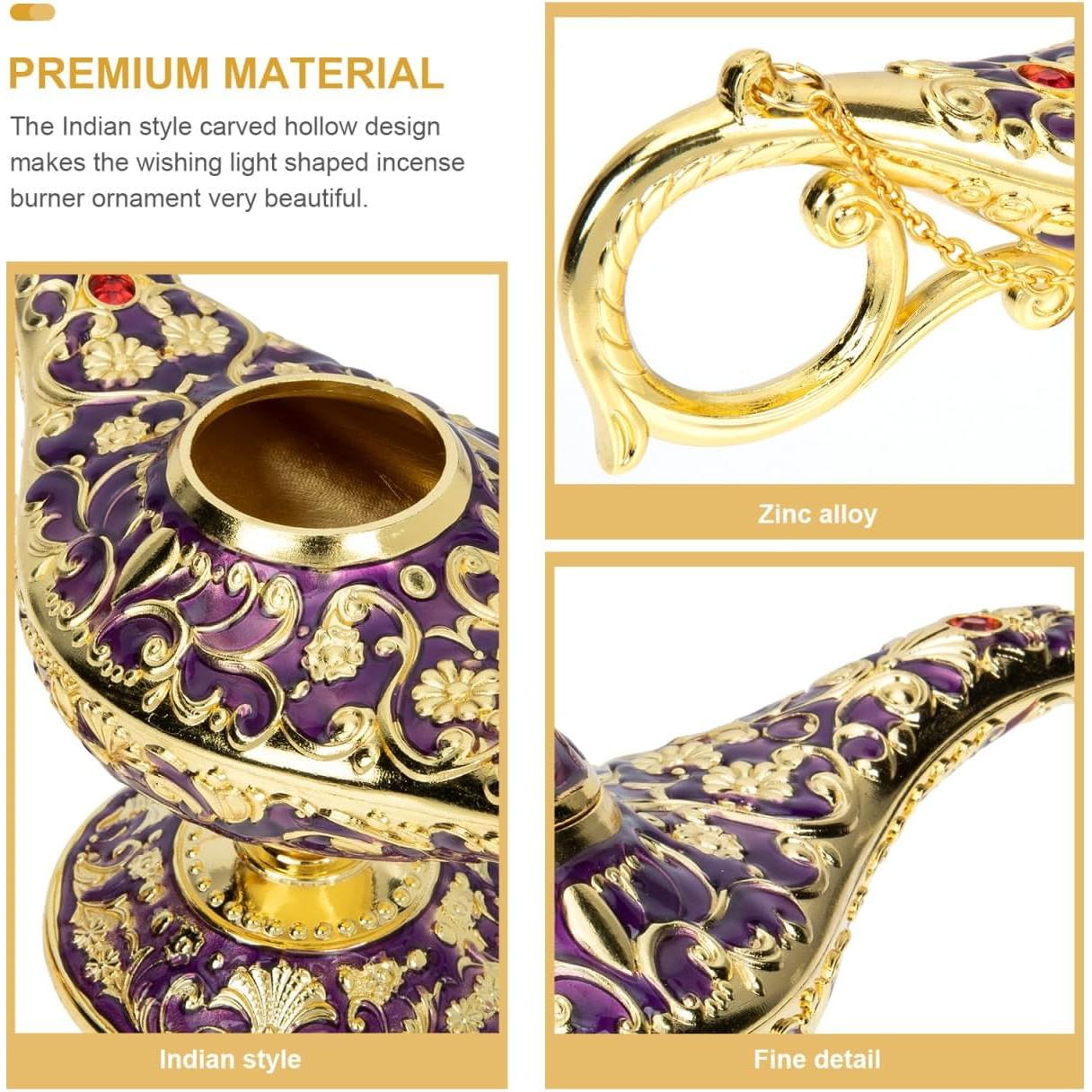 Quemador de Incienso Vintage ERINGOGO de Zinc Púrpura 21cm