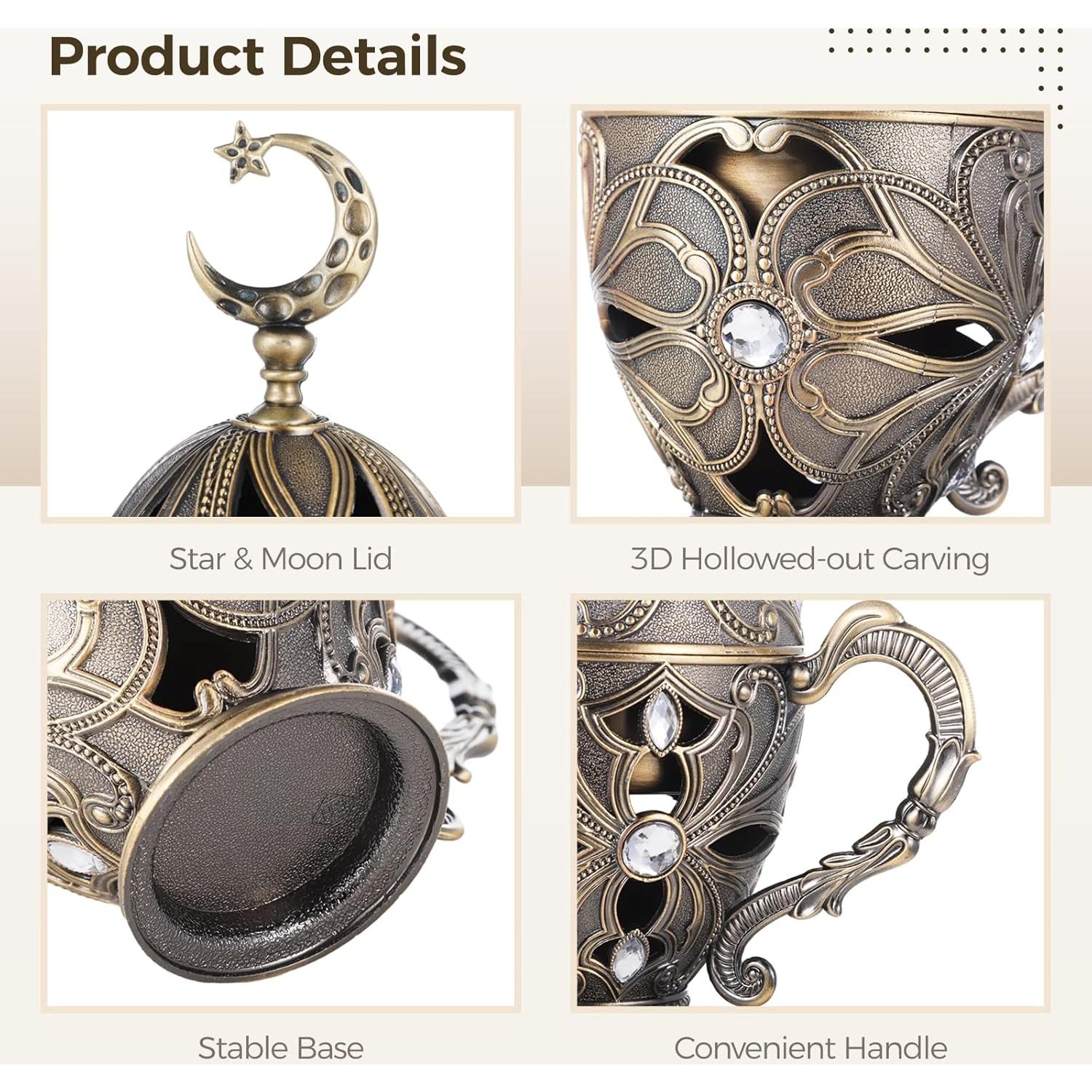 Horno de Incienso Tideme de Zinc Dorado 11 cm x 17 cm