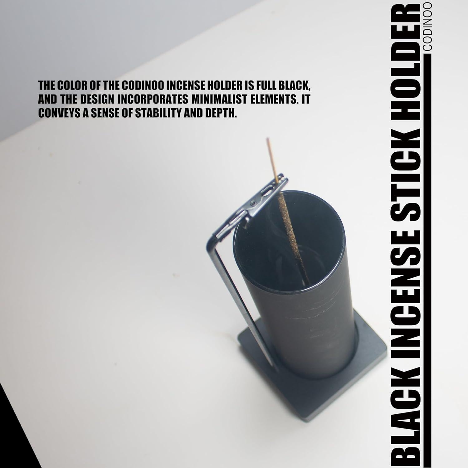 Soporte de Incienso Moderno CODINOO Negro con Recogedor de Cenizas