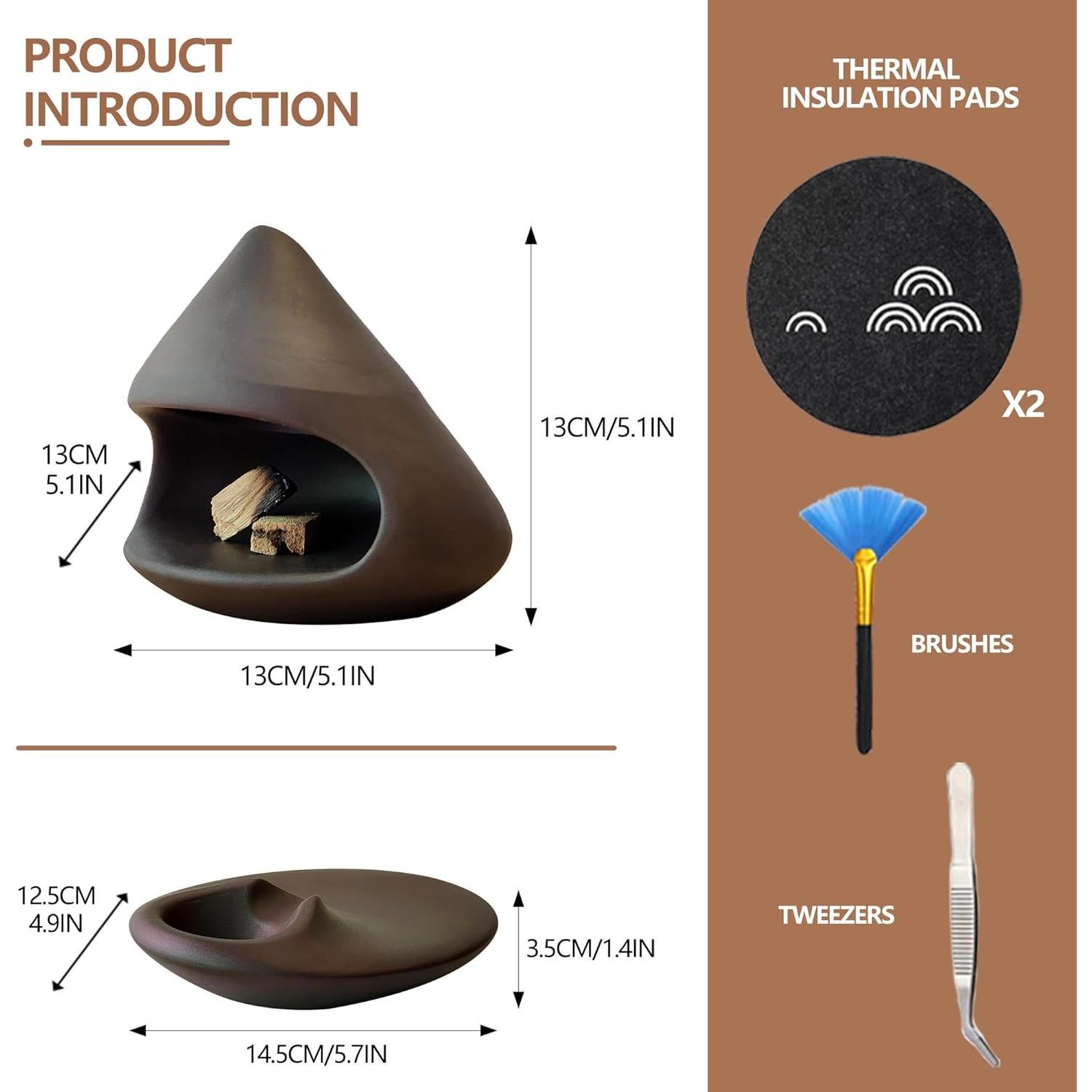 Juego de 2 Soportes de Incienso Cerámica LOULIQIGIFT Marrón