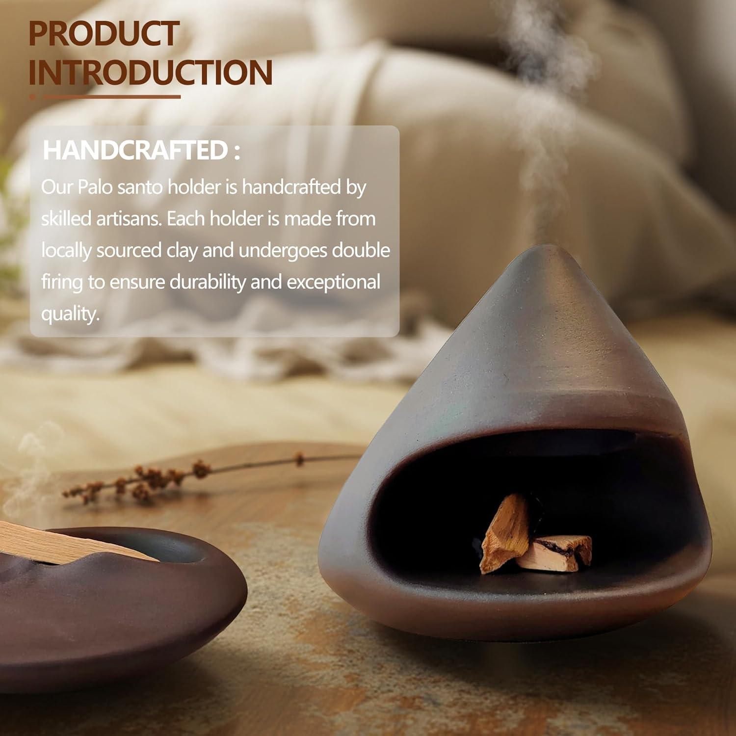 Juego de 2 Soportes de Incienso Cerámica LOULIQIGIFT Marrón