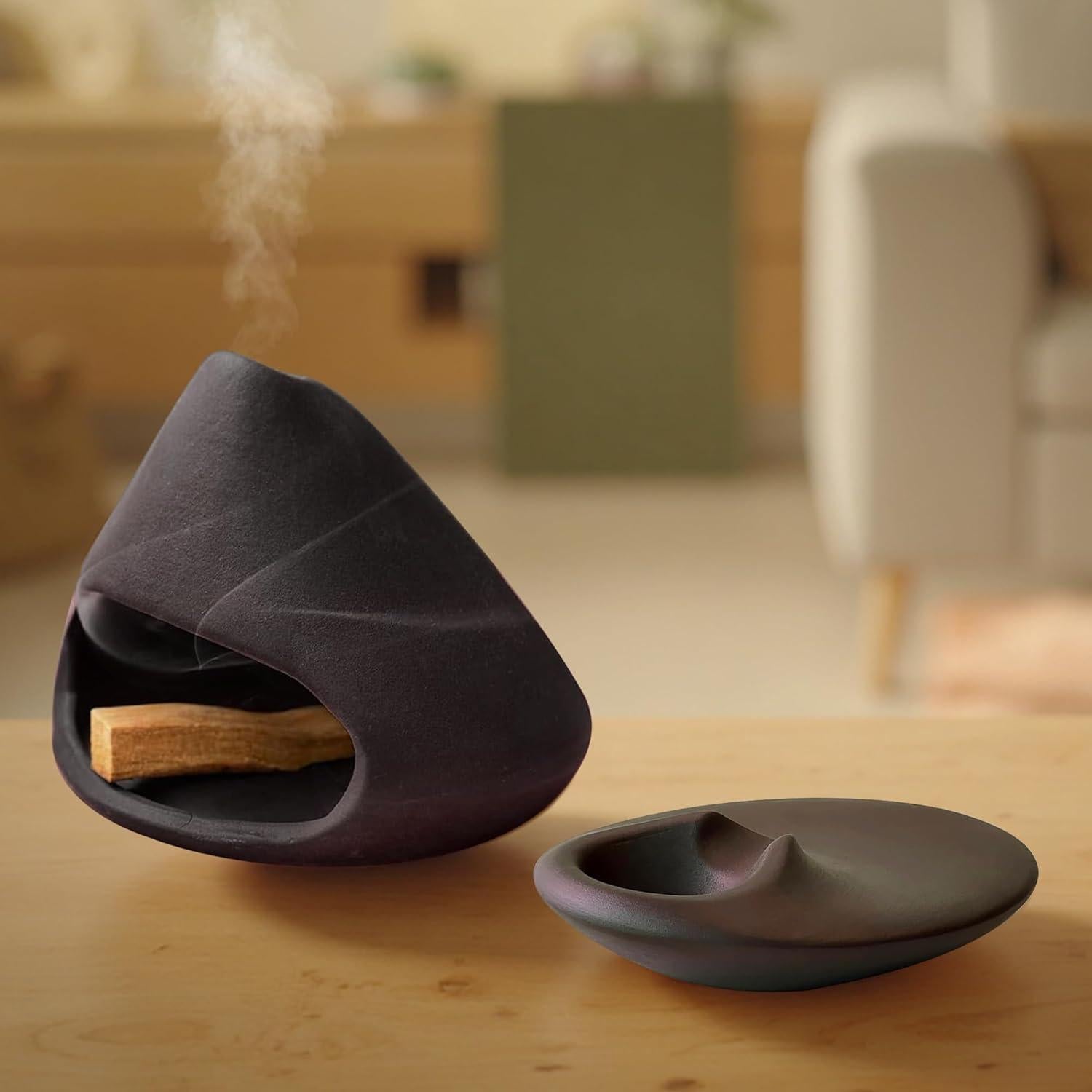 Juego de 2 Soportes de Incienso Cerámica LOULIQIGIFT Marrón