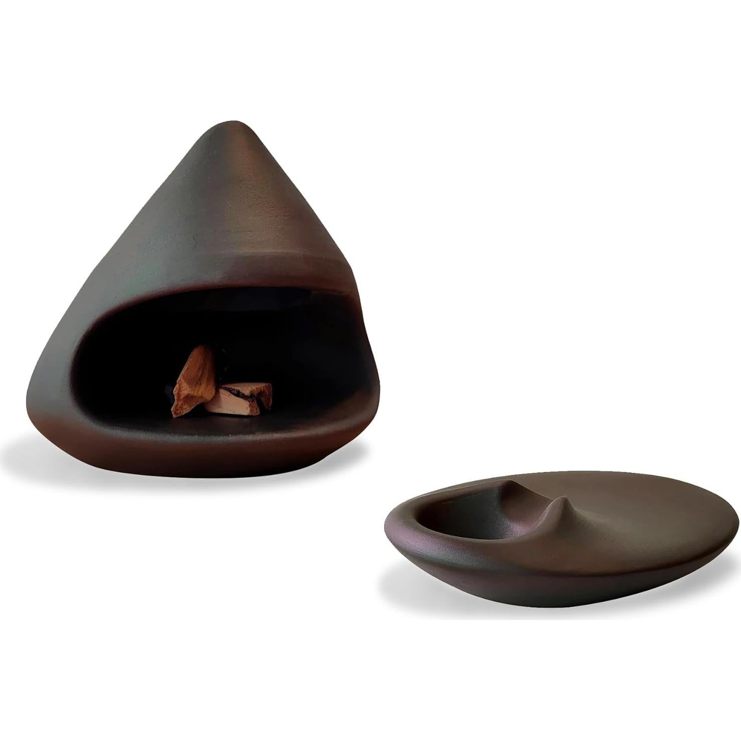 Juego de 2 Soportes de Incienso Cerámica LOULIQIGIFT Marrón