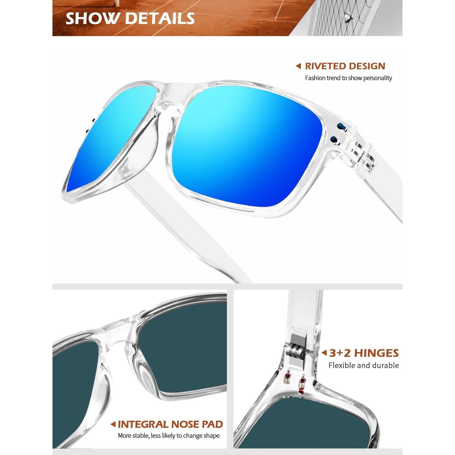 Gafas de Sol Polarizadas KALIYADI para Hombres UV400 Clásicas