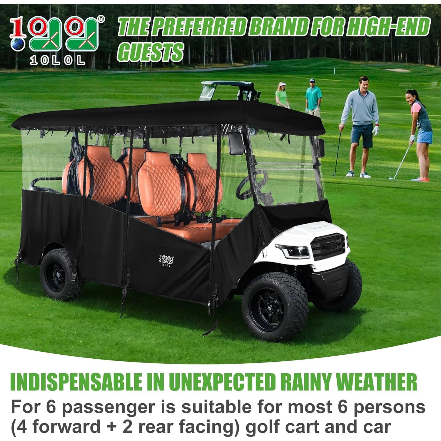 Cubierta Impermeable para Carro de Golf 10L0L Techo Largo 6 Pasajeros