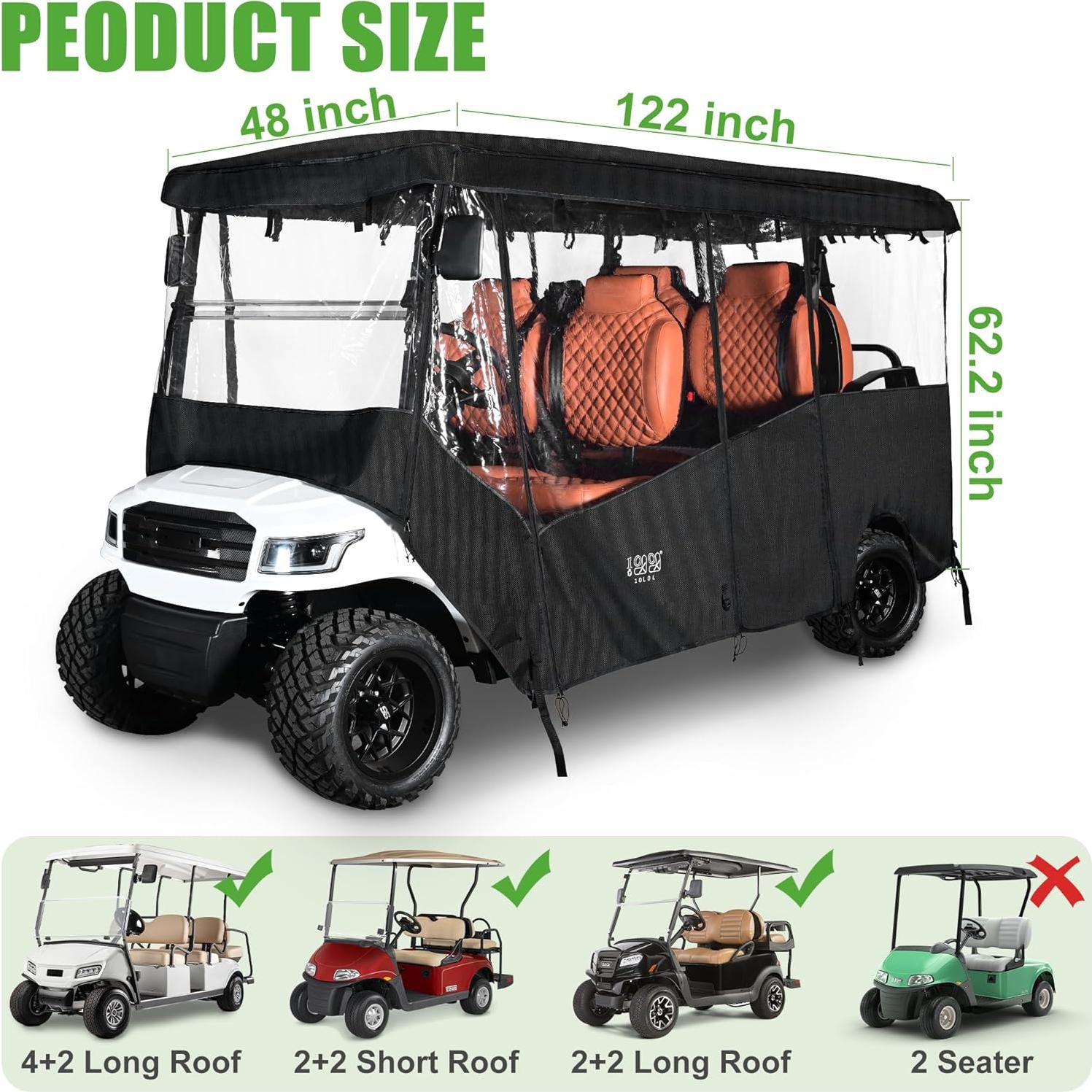 Cubierta Impermeable para Carro de Golf 10L0L Techo Largo 6 Pasajeros