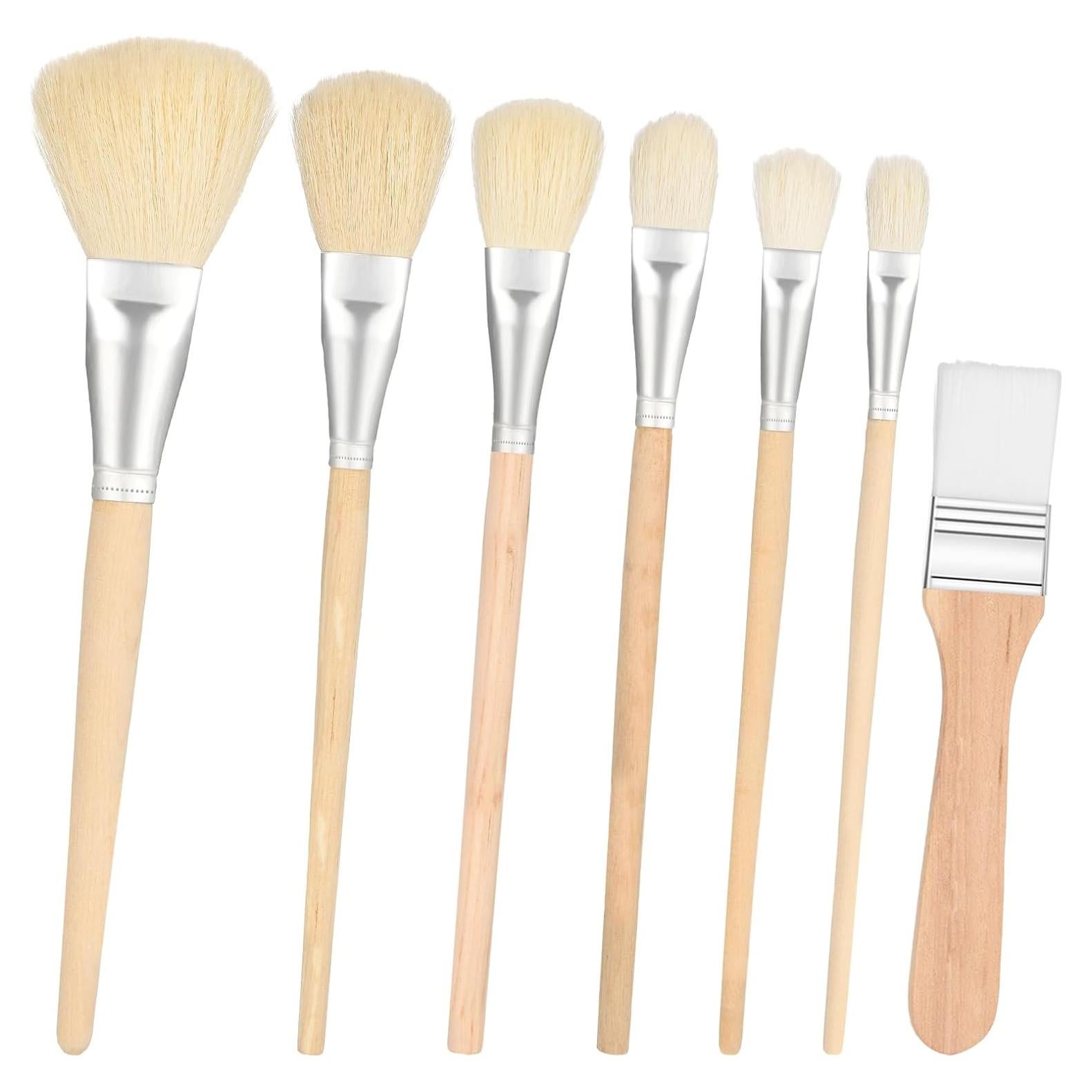 Juego de 7 Pinceles de Arte Ajcotahm - Mango de Madera y Cerda de Cabra