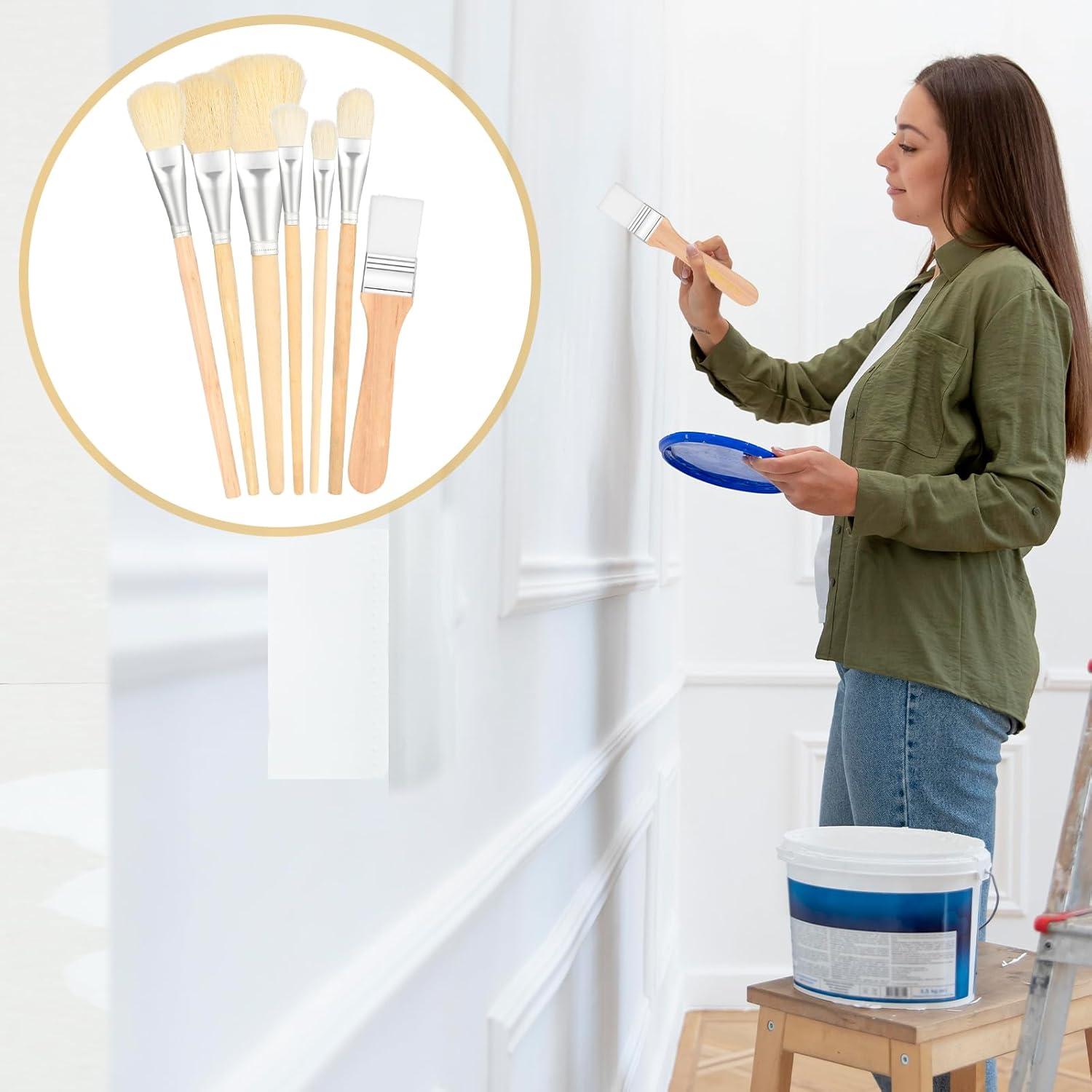 Juego de 7 Pinceles de Arte Ajcotahm - Mango de Madera y Cerda de Cabra