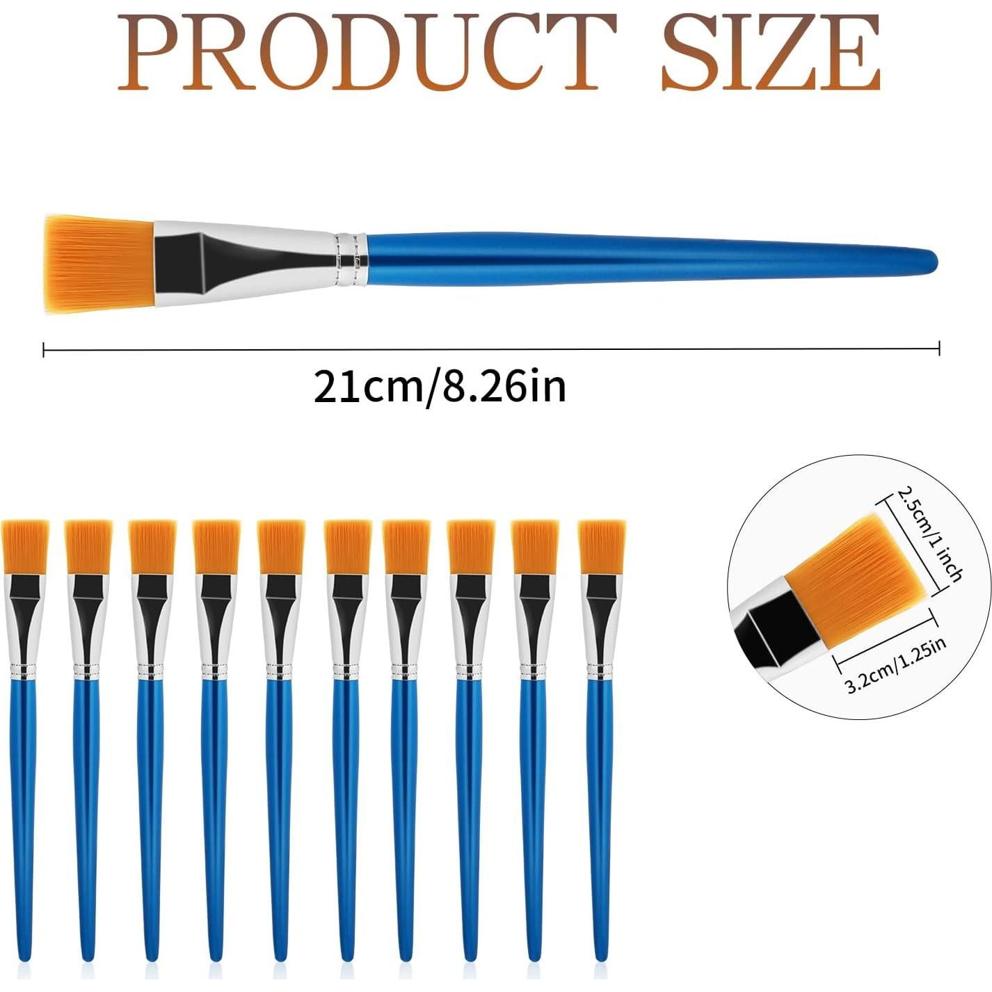 Juego de 10 Brochas Planas 1" Mozeat Lens Sintéticas