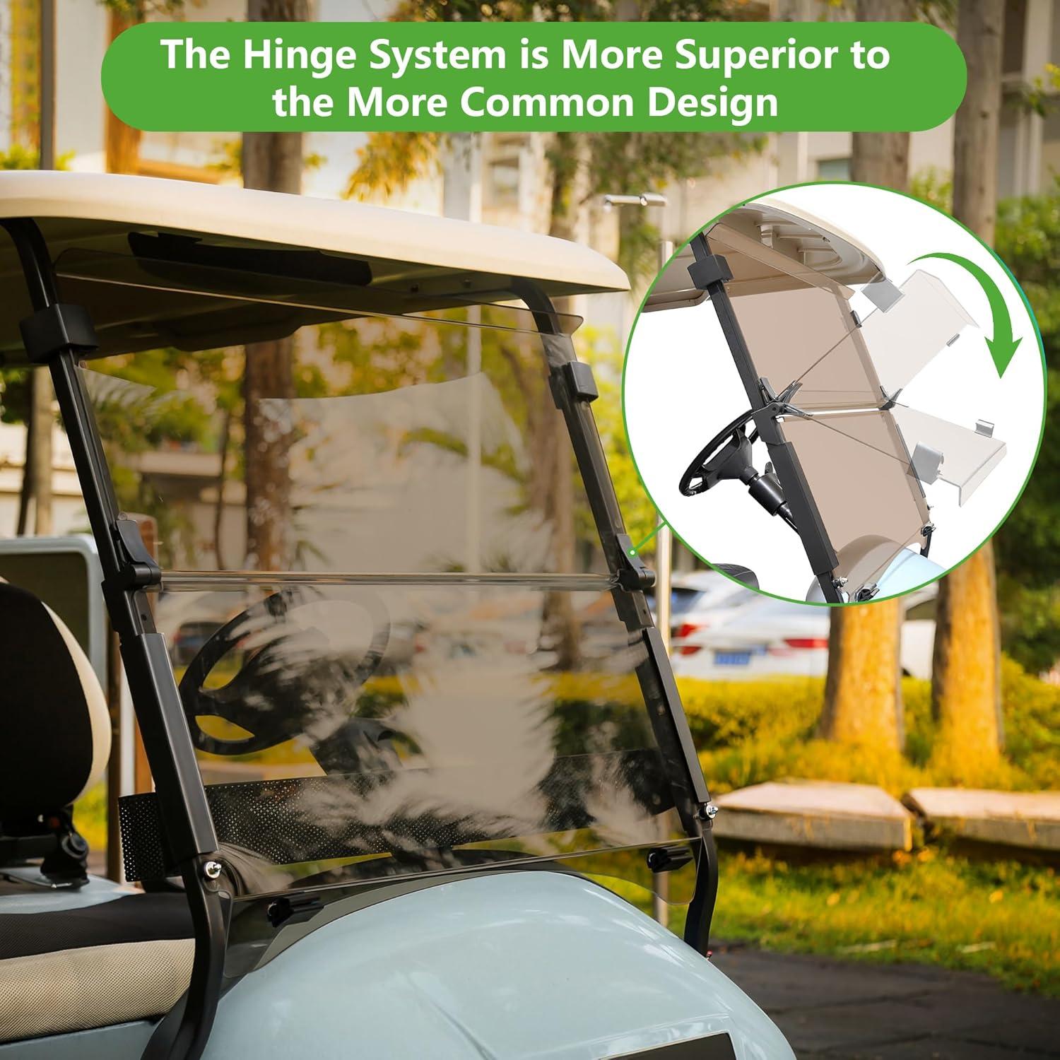 Parabrisas Plegable 10L0L para Club Car Precedent 2004-Up, Claro/Tintado, 95.25x85.34 cm