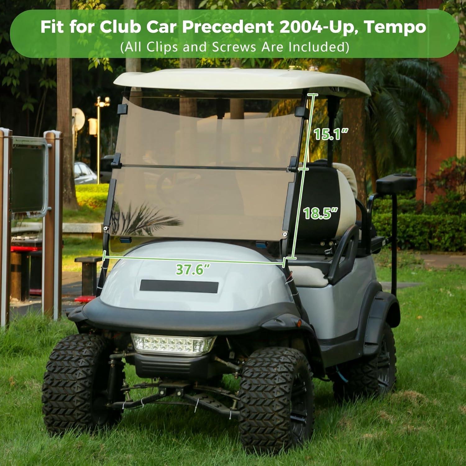 Parabrisas Plegable 10L0L para Club Car Precedent 2004-Up, Claro/Tintado, 95.25x85.34 cm