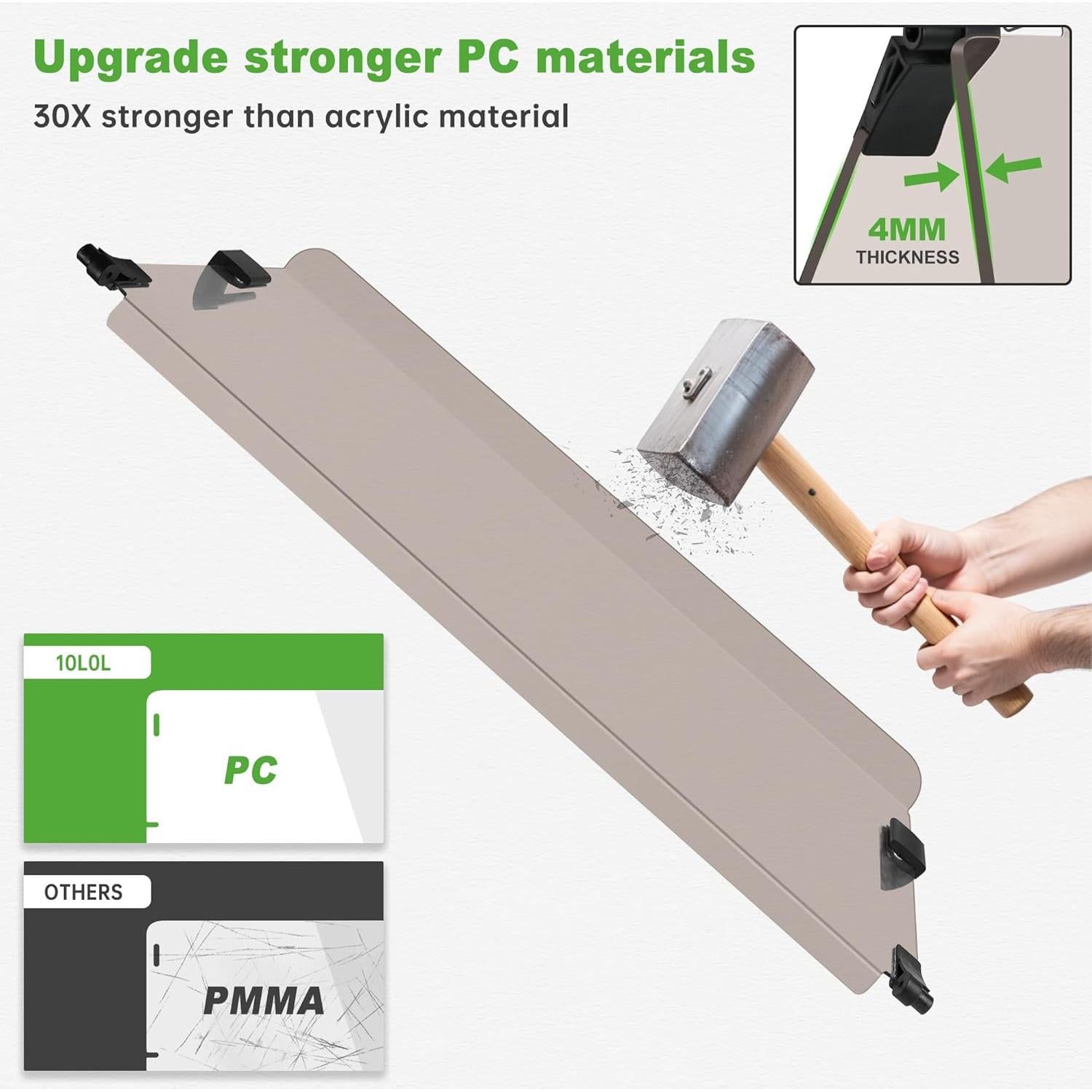 Parabrisas Plegable 10L0L para Club Car Precedent 2004-Up, Claro/Tintado, 95.25x85.34 cm