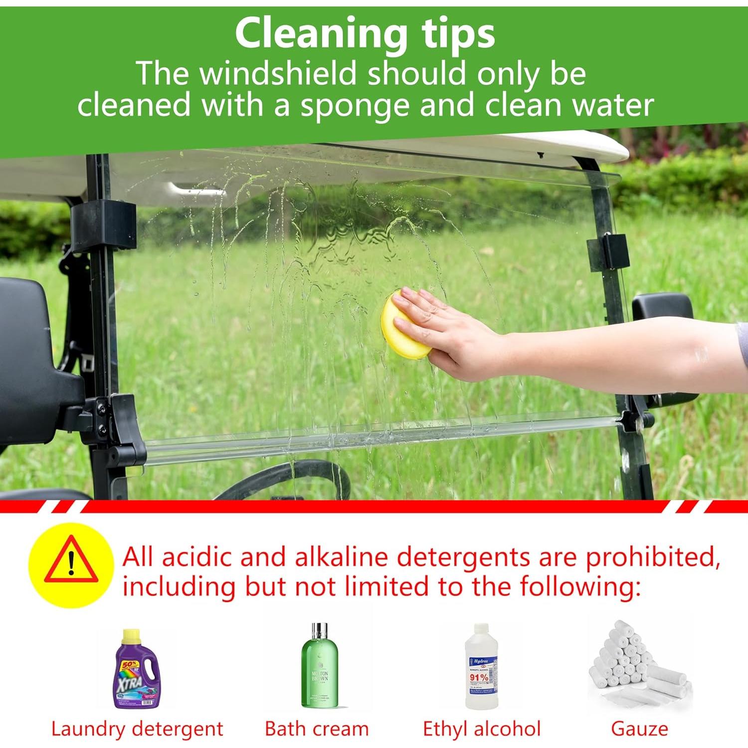 Parabrisas Plegable 10L0L para Club Car Precedent 2004-Up, Claro/Tintado, 95.25x85.34 cm