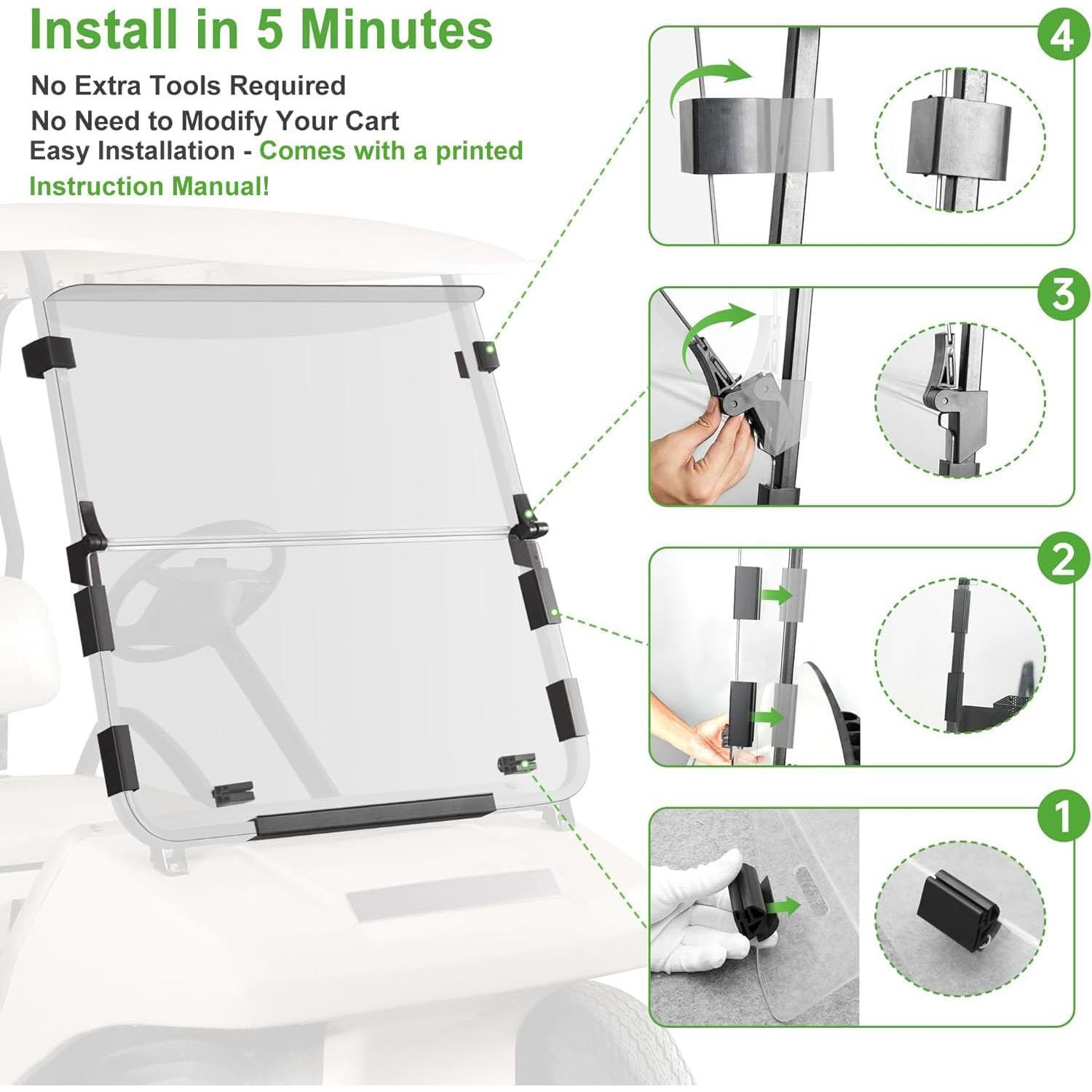 Parabrisas Plegable 10L0L para Carrito Golf Club Car DS 1982-2000.5