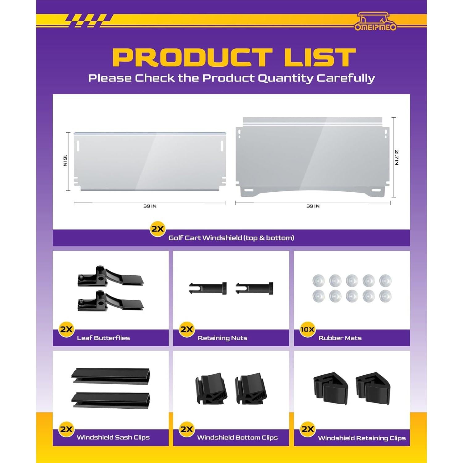 Parabrisas Plegable OMEIPMEO para Golf Cart YAMAHA G29 2007-2016