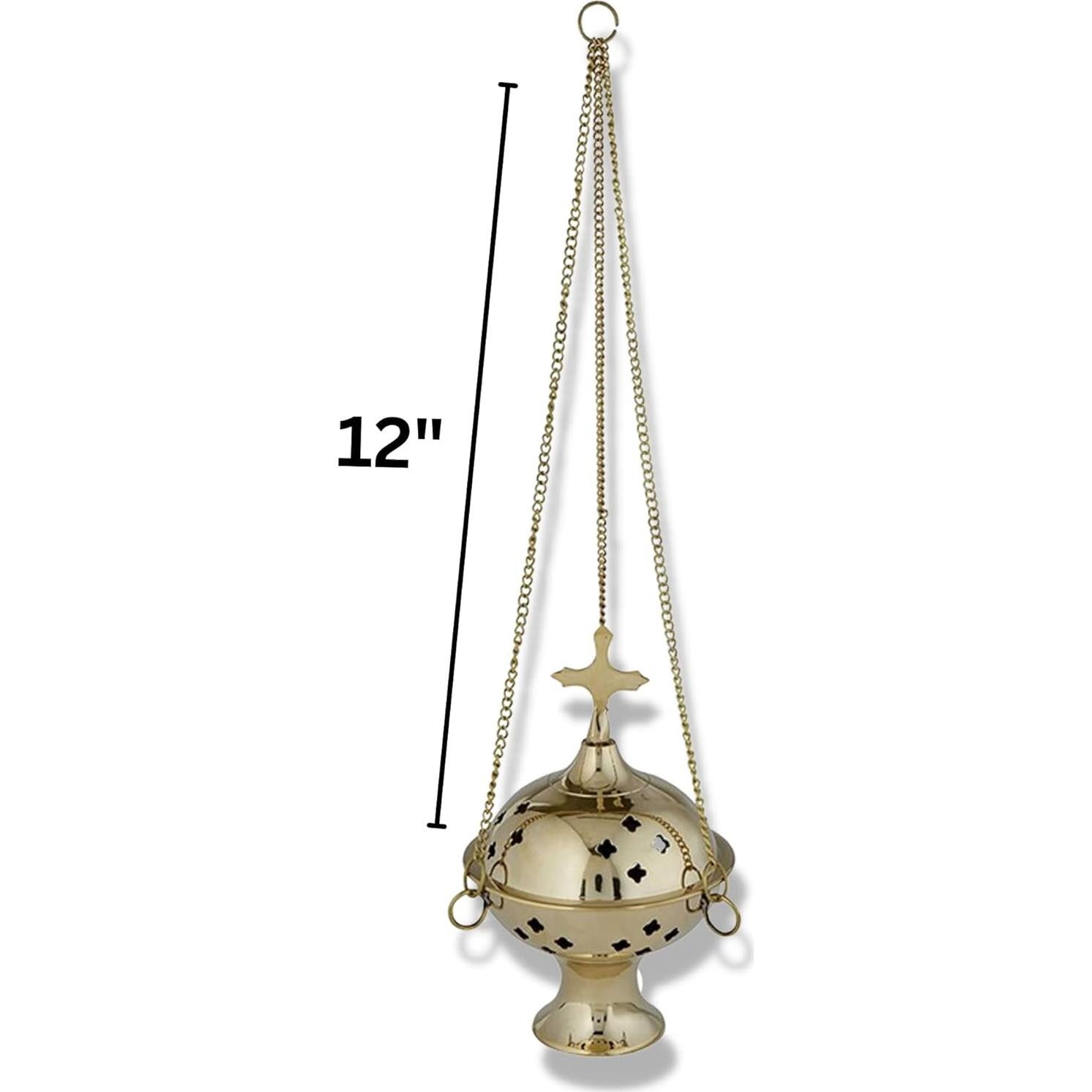 Quemador de Incienso Colgante Needzo con Cruz de Latón 30 cm