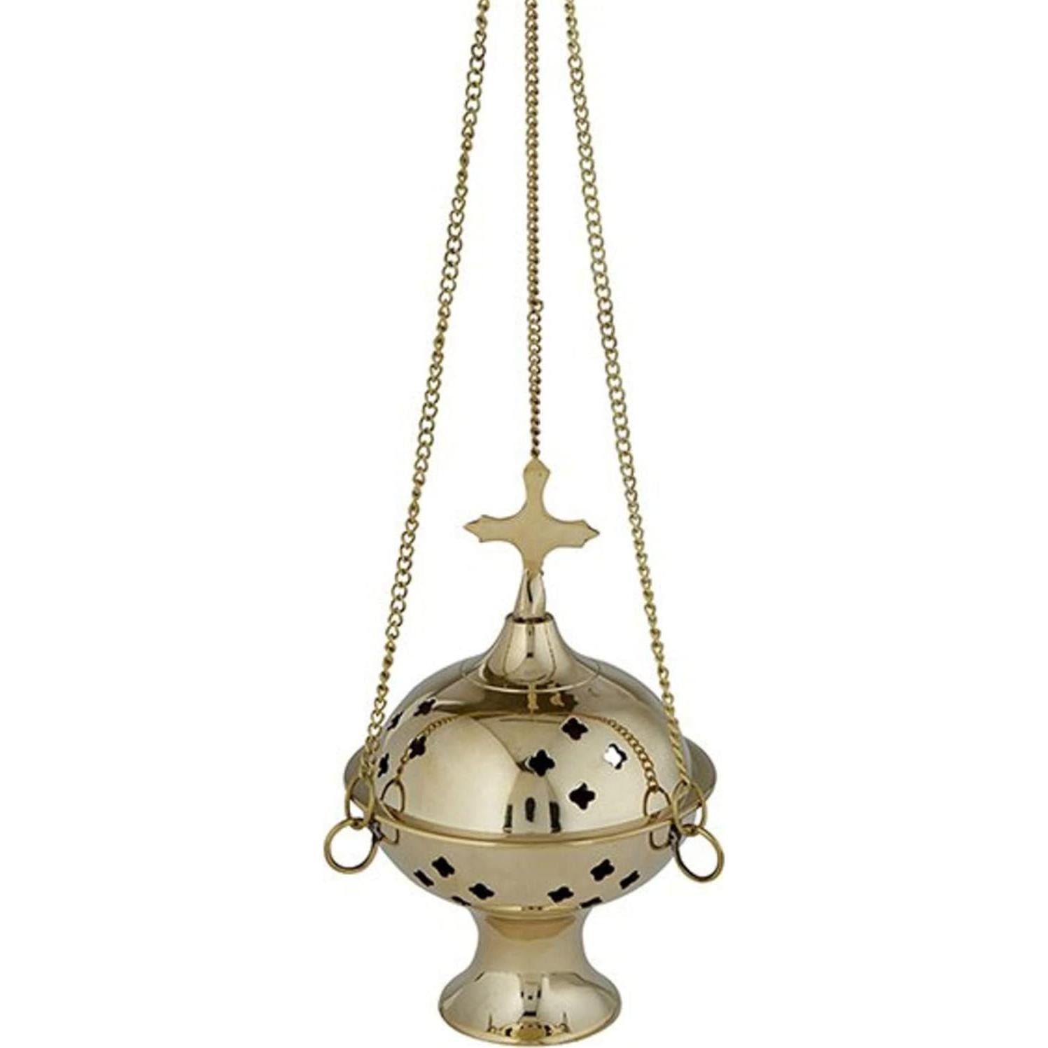 Quemador de Incienso Colgante Needzo con Cruz de Latón 30 cm