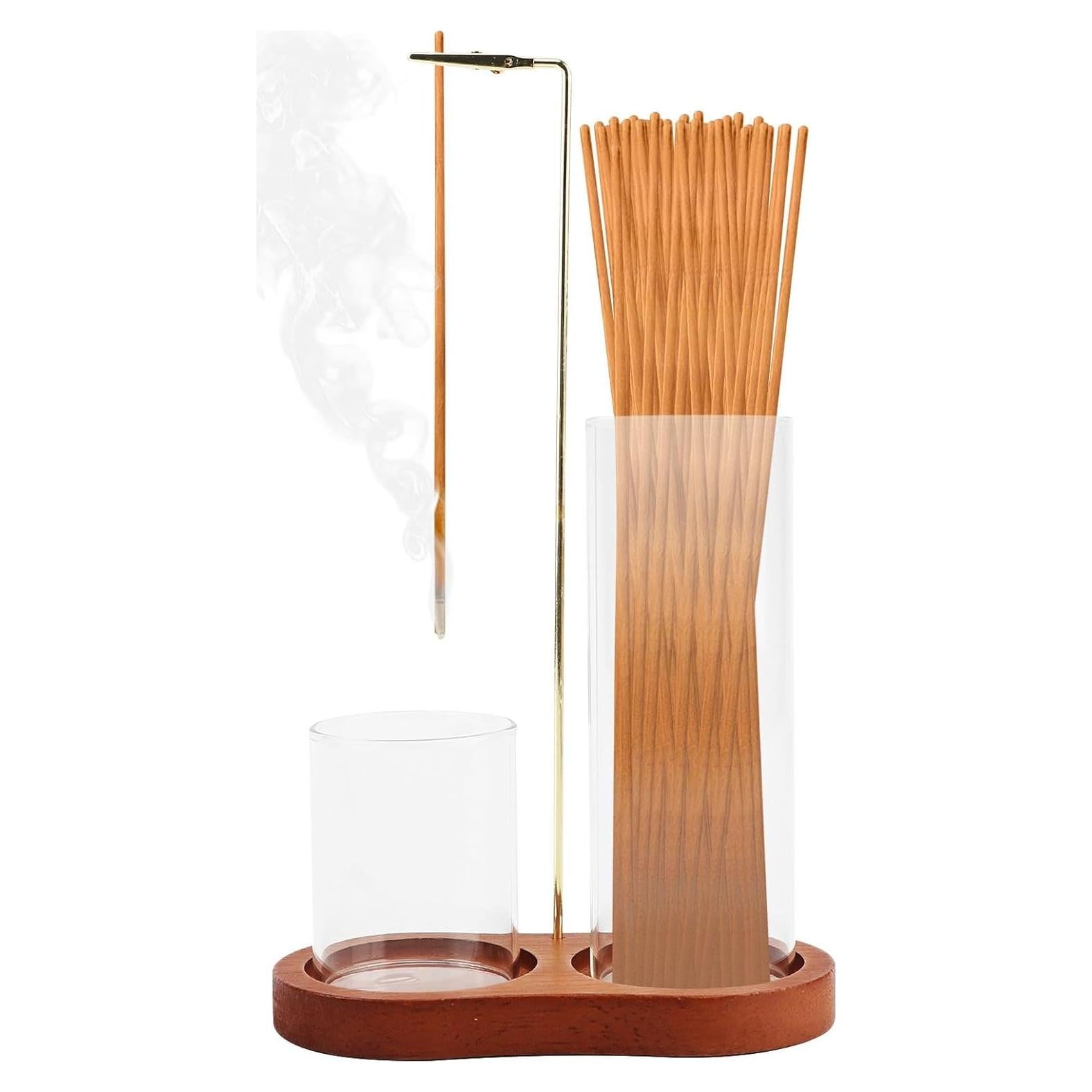 Soporte de Incienso 2 en 1 NINEFOX con Almacenamiento de Vidrio