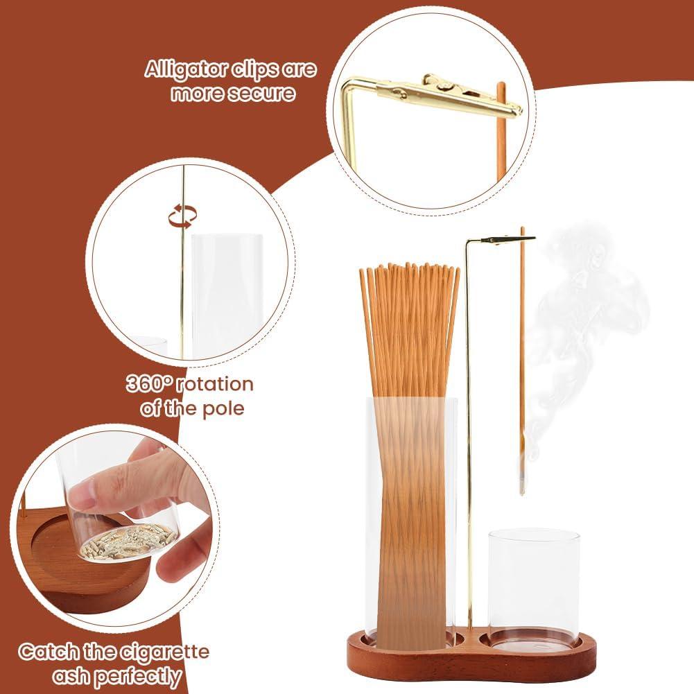 Soporte de Incienso 2 en 1 NINEFOX con Almacenamiento de Vidrio