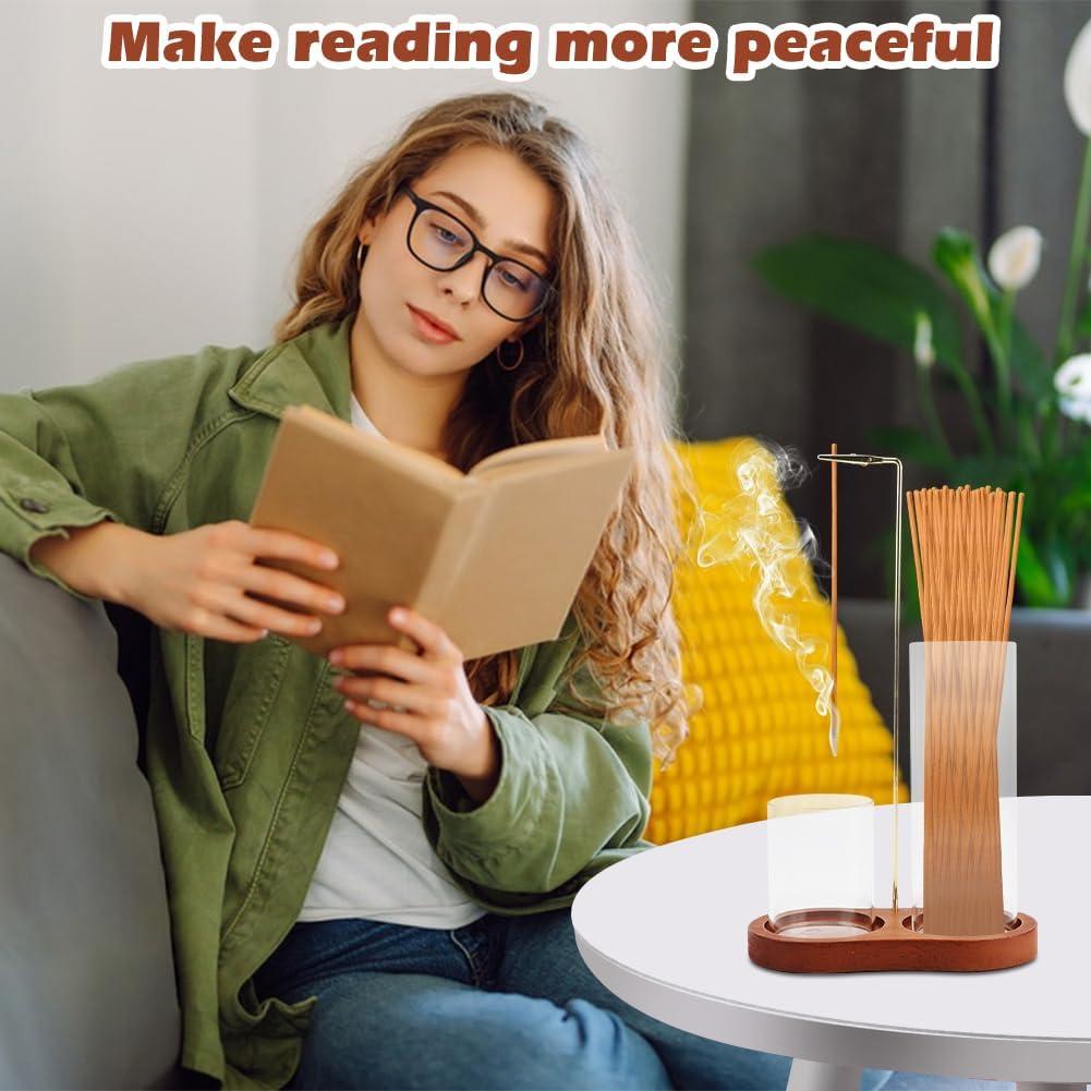 Soporte de Incienso 2 en 1 NINEFOX con Almacenamiento de Vidrio