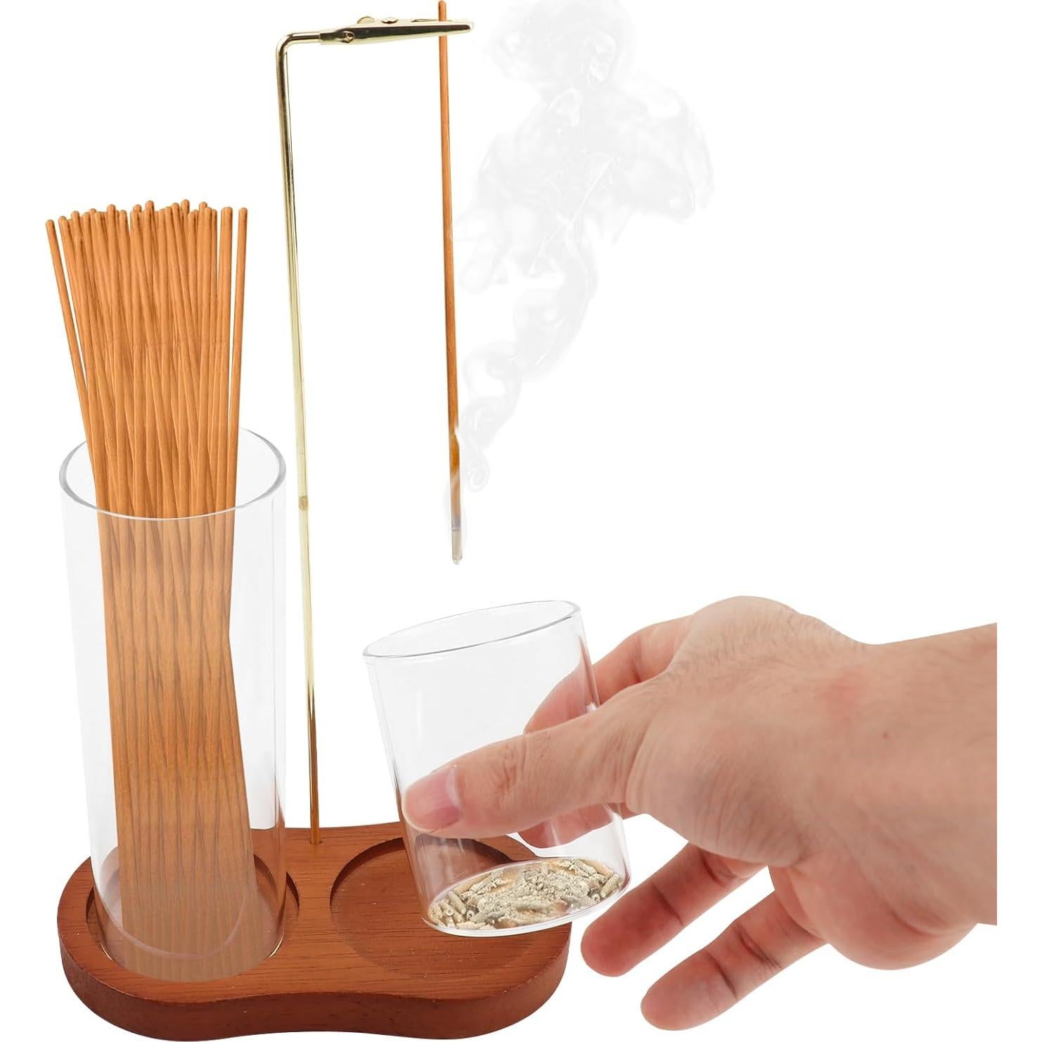 Soporte de Incienso 2 en 1 NINEFOX con Almacenamiento de Vidrio