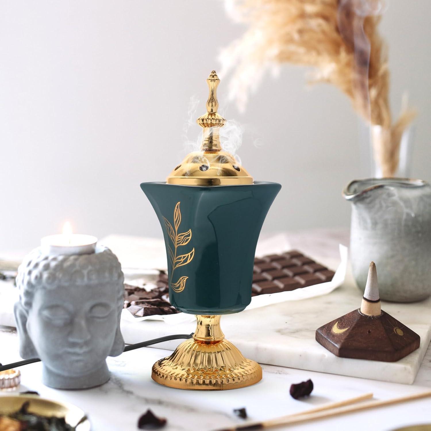 Quemador de Incienso Eléctrico VOSAREA Verde 20x7cm