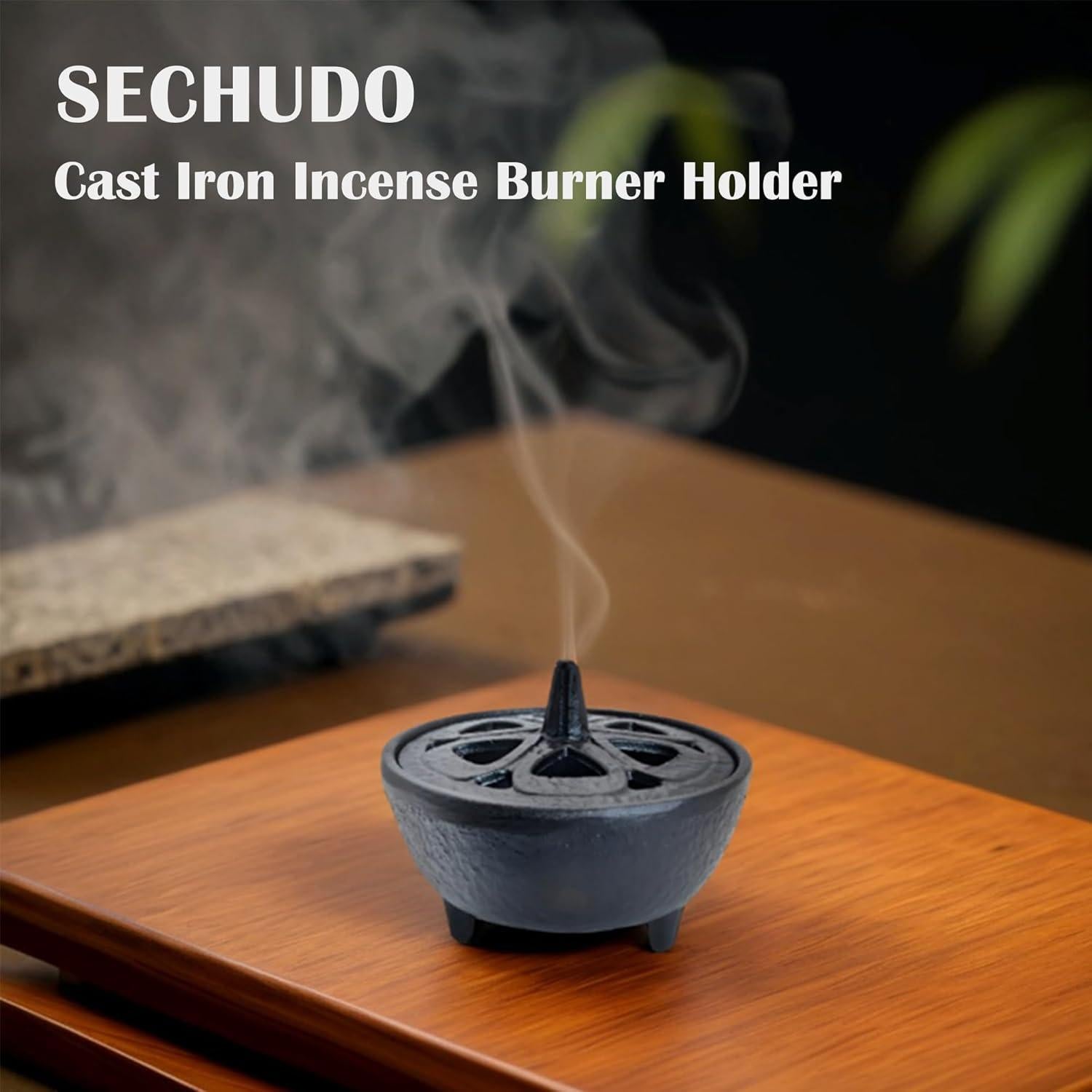 Soporte para Incienso SECHUDO de Hierro Fundido Negro 8.89cm