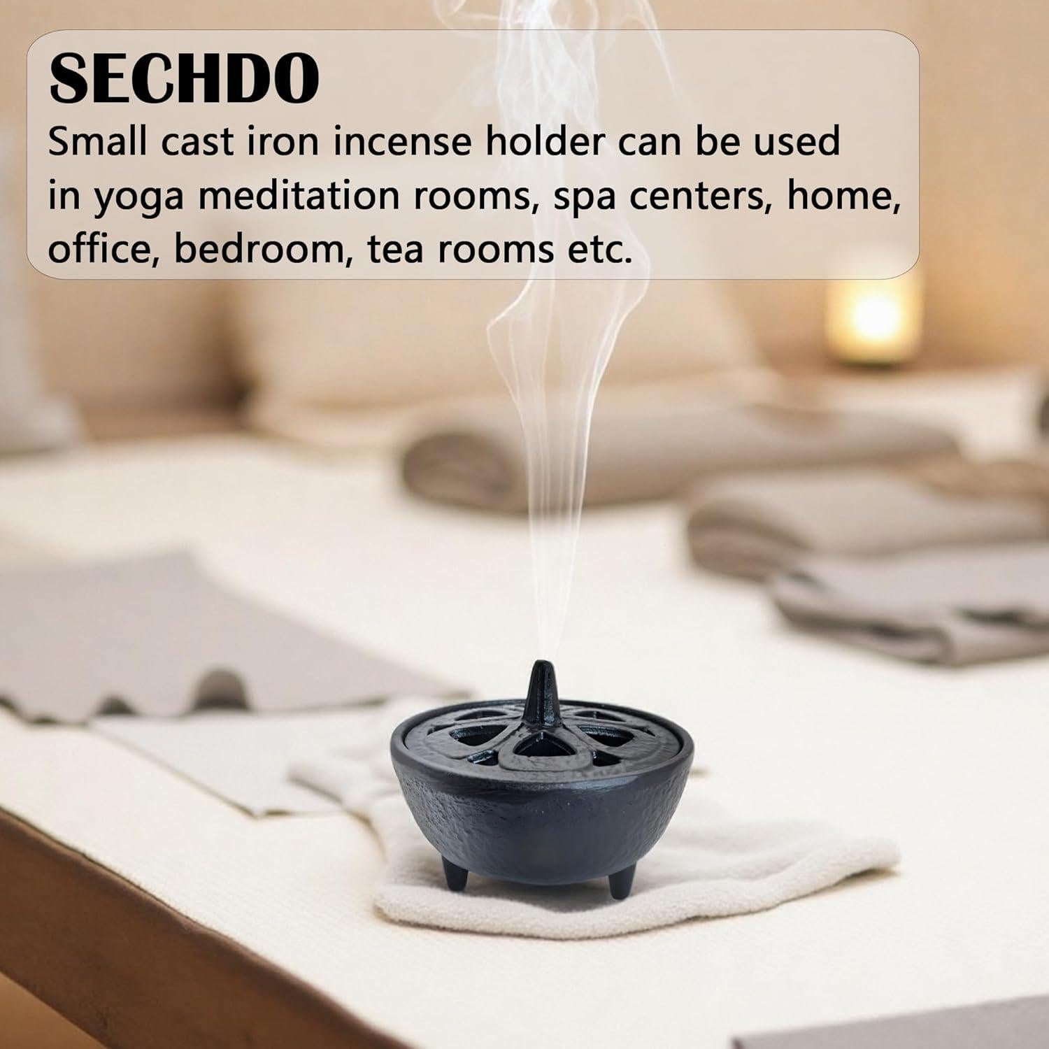 Soporte para Incienso SECHUDO de Hierro Fundido Negro 8.89cm