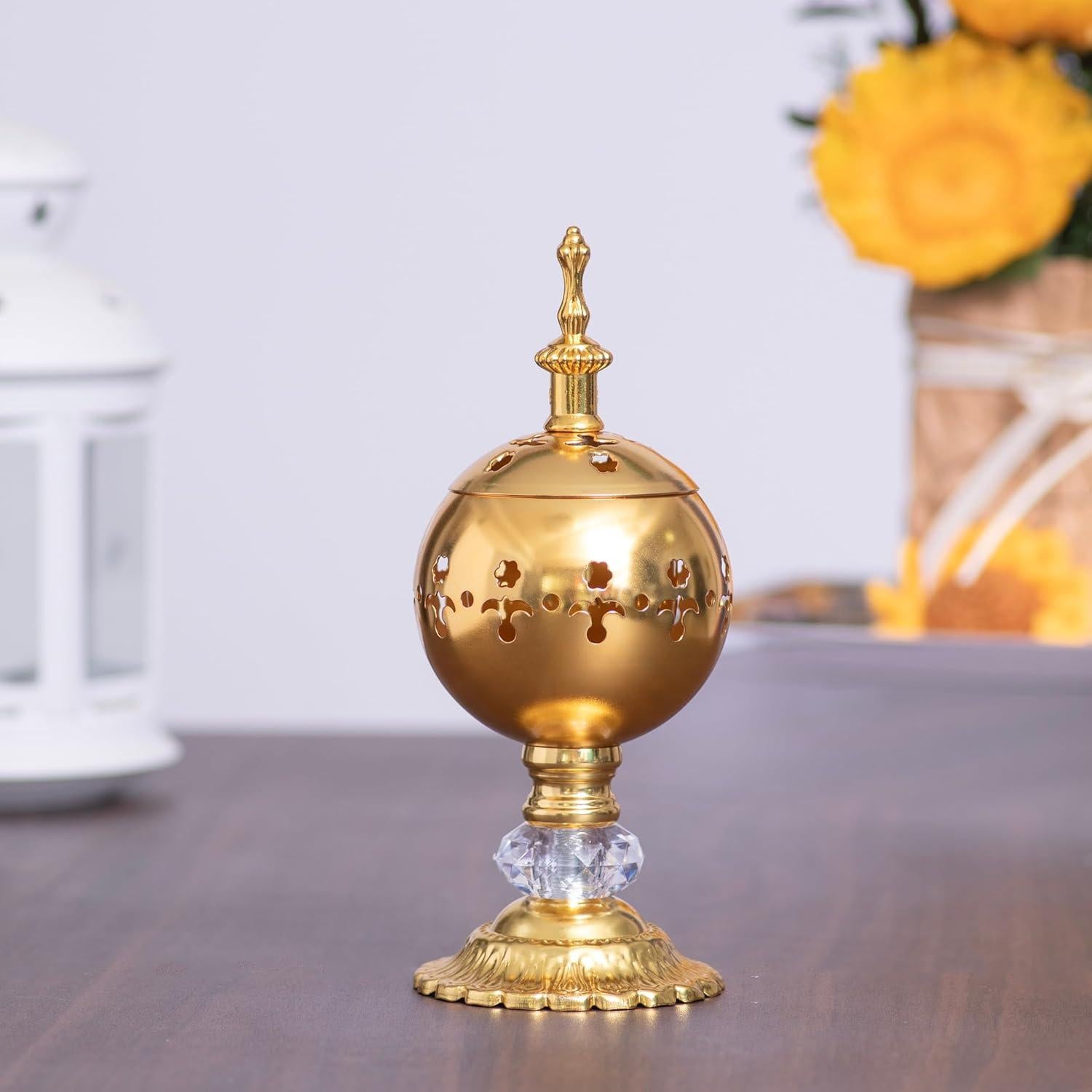 Quemador de Incienso Aowdsye Oro Redondo para Meditación 19cm