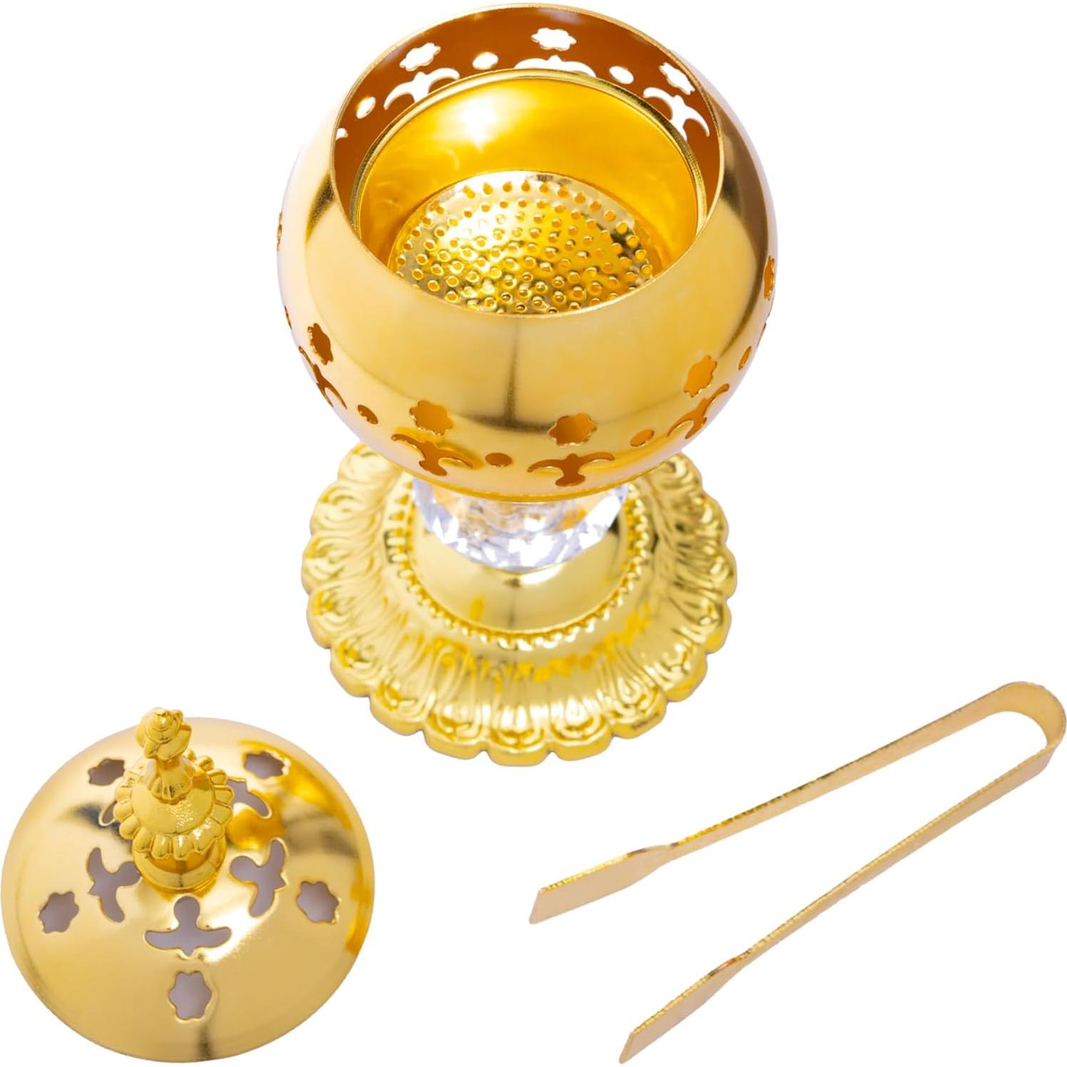 Quemador de Incienso Aowdsye Oro Redondo para Meditación 19cm