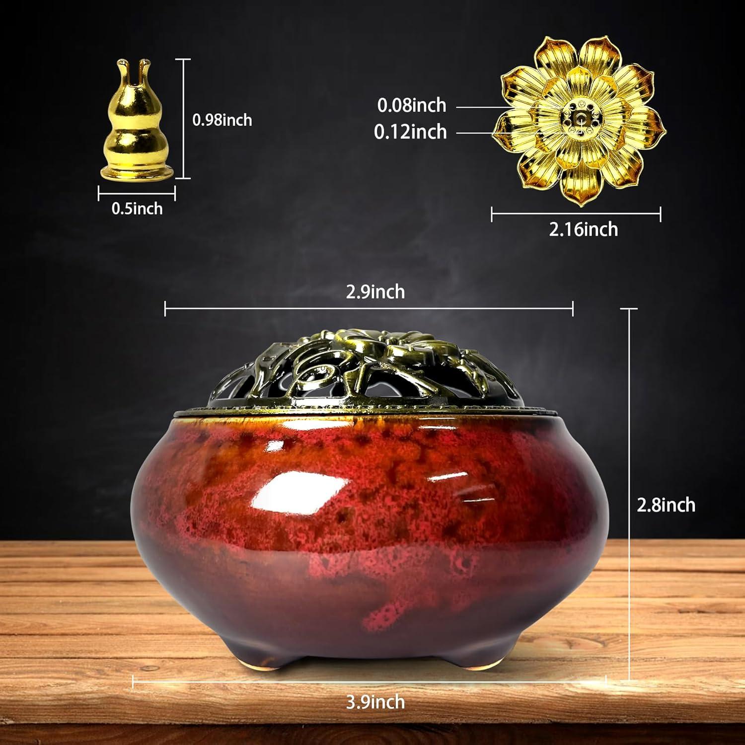 Quemador de Incienso de Cerámica X&Y Life Rojo 13.5cm