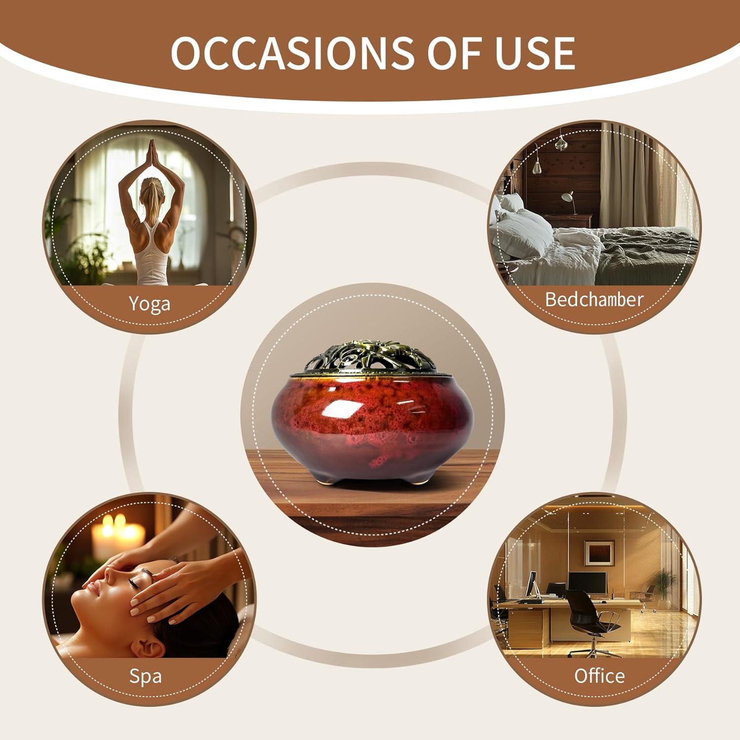 Quemador de Incienso de Cerámica X&Y Life Rojo 13.5cm