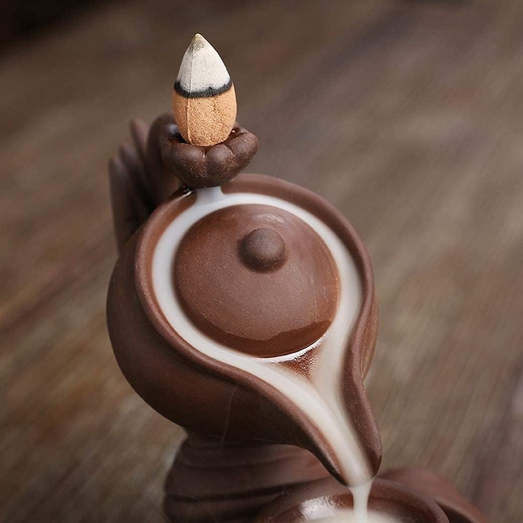 Quemador de Incienso Retroceso Cerámica FIYOEO Mano de Buda