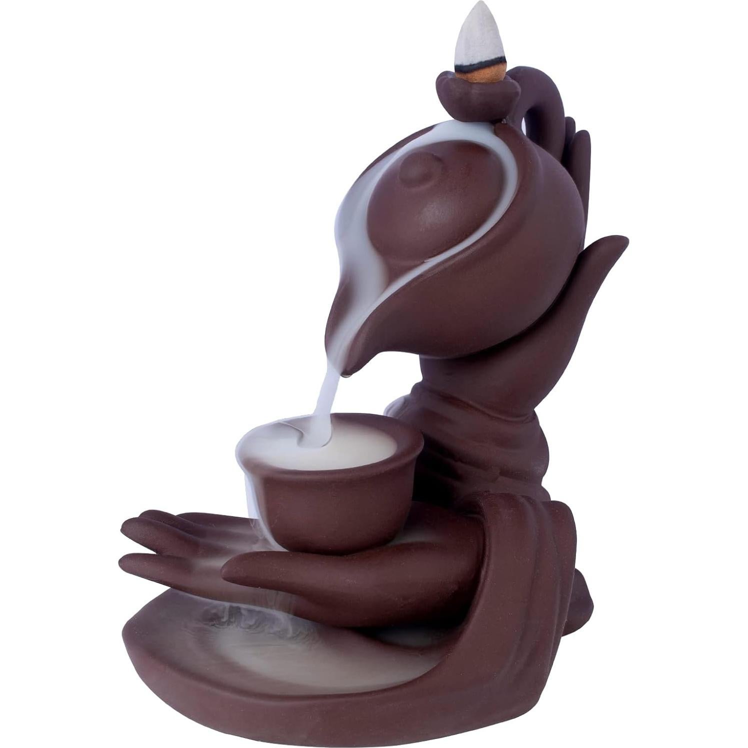 Quemador de Incienso de Retroceso Mano de Buda WONXISYO 14cm