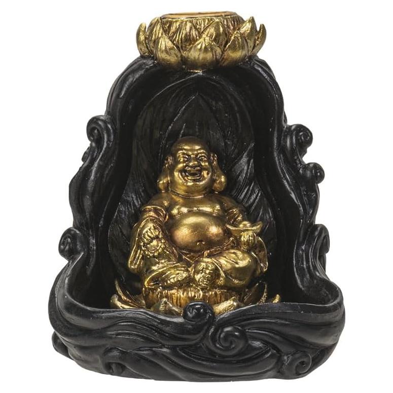 Quemador de Incienso Retroceso Buda Dorado 10 cm Pacific Giftware