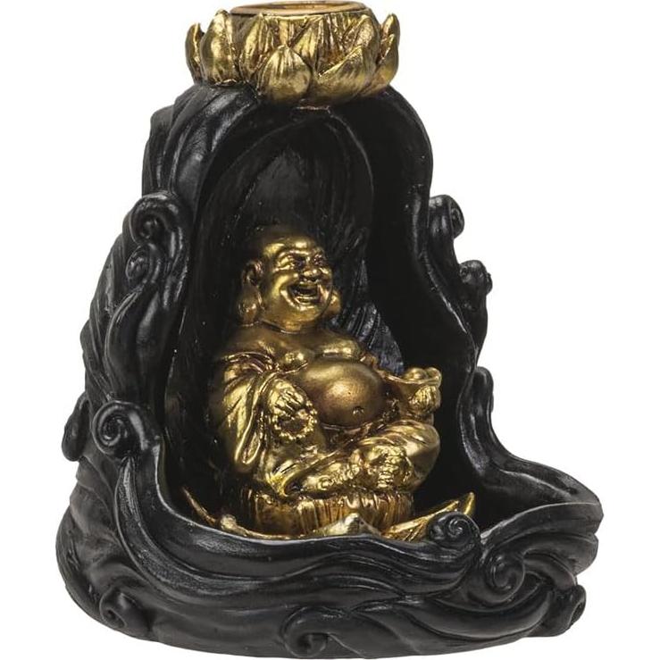 Quemador de Incienso Retroceso Buda Dorado 10 cm Pacific Giftware