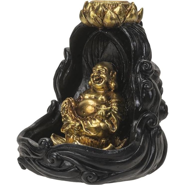 Quemador de Incienso Retroceso Buda Dorado 10 cm Pacific Giftware