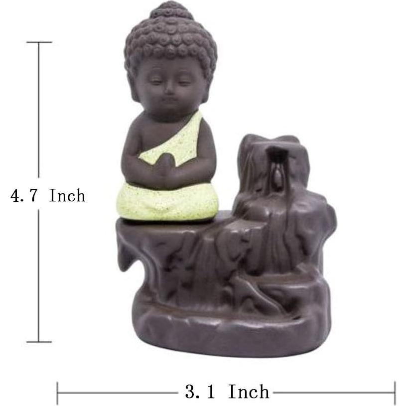 Soporte de Incienso Cascada Cerámica Amarillo Buda 12 cm