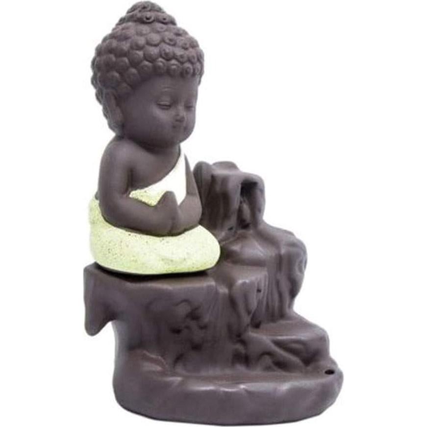 Soporte de Incienso Cascada Cerámica Amarillo Buda 12 cm