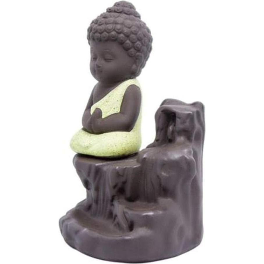 Soporte de Incienso Cascada Cerámica Amarillo Buda 12 cm