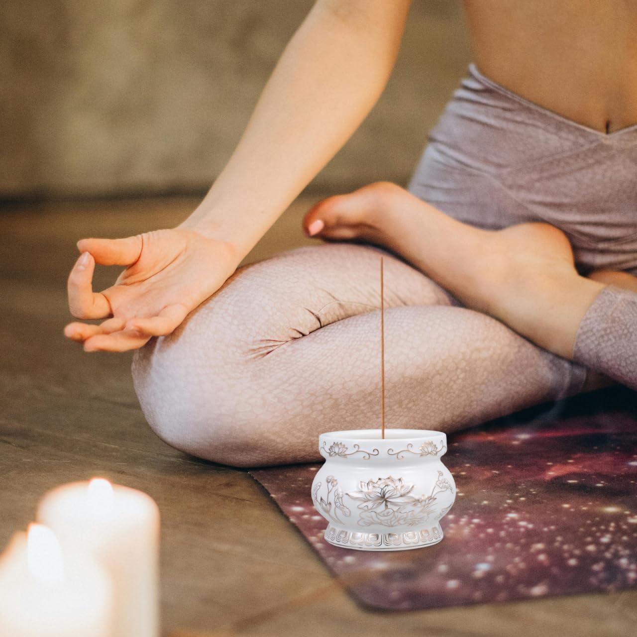 Quemador de Incienso Cerámica HANABASS Loto Blanco 9.5cm